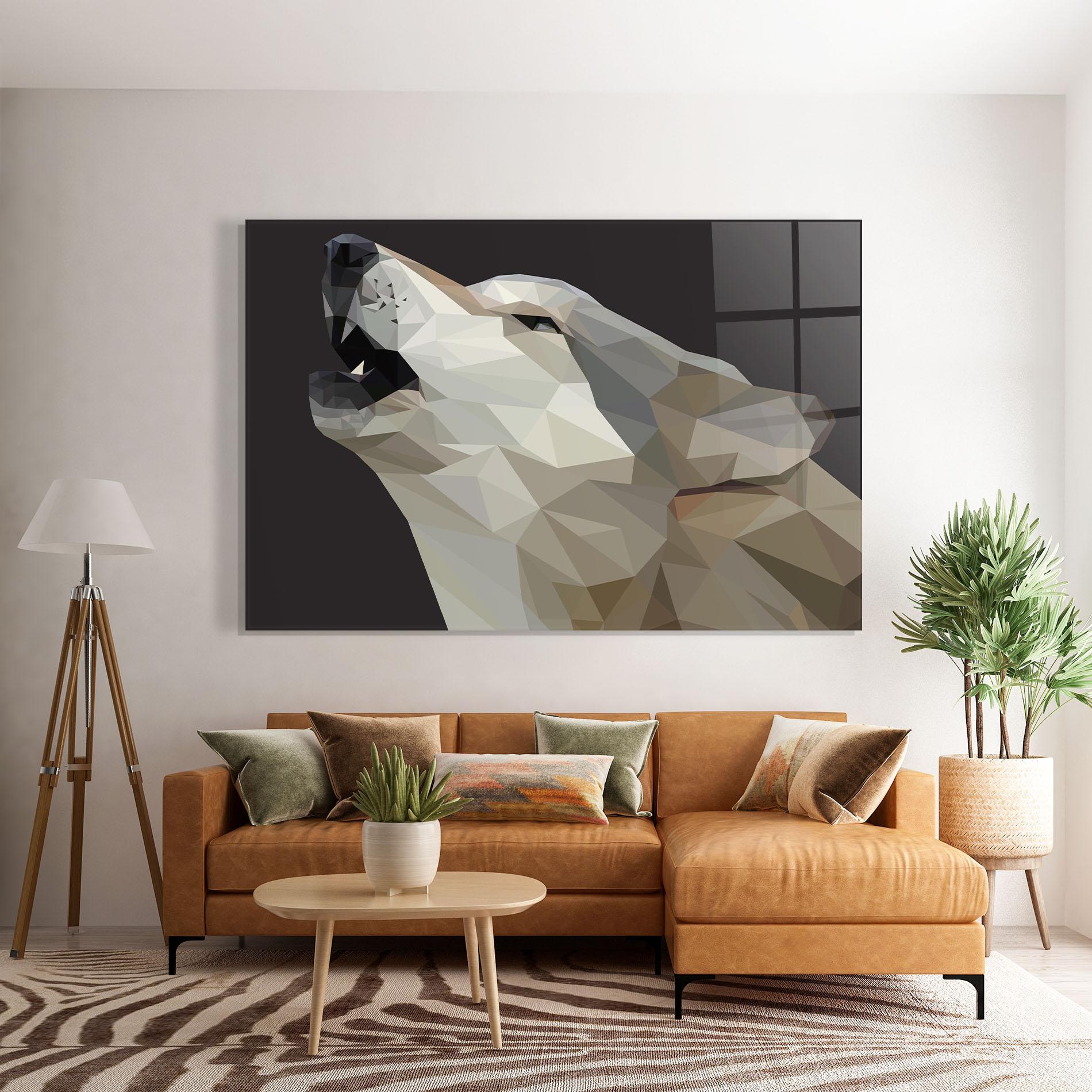 Tablou Sticla Pretty Grey Wolf mockup 7