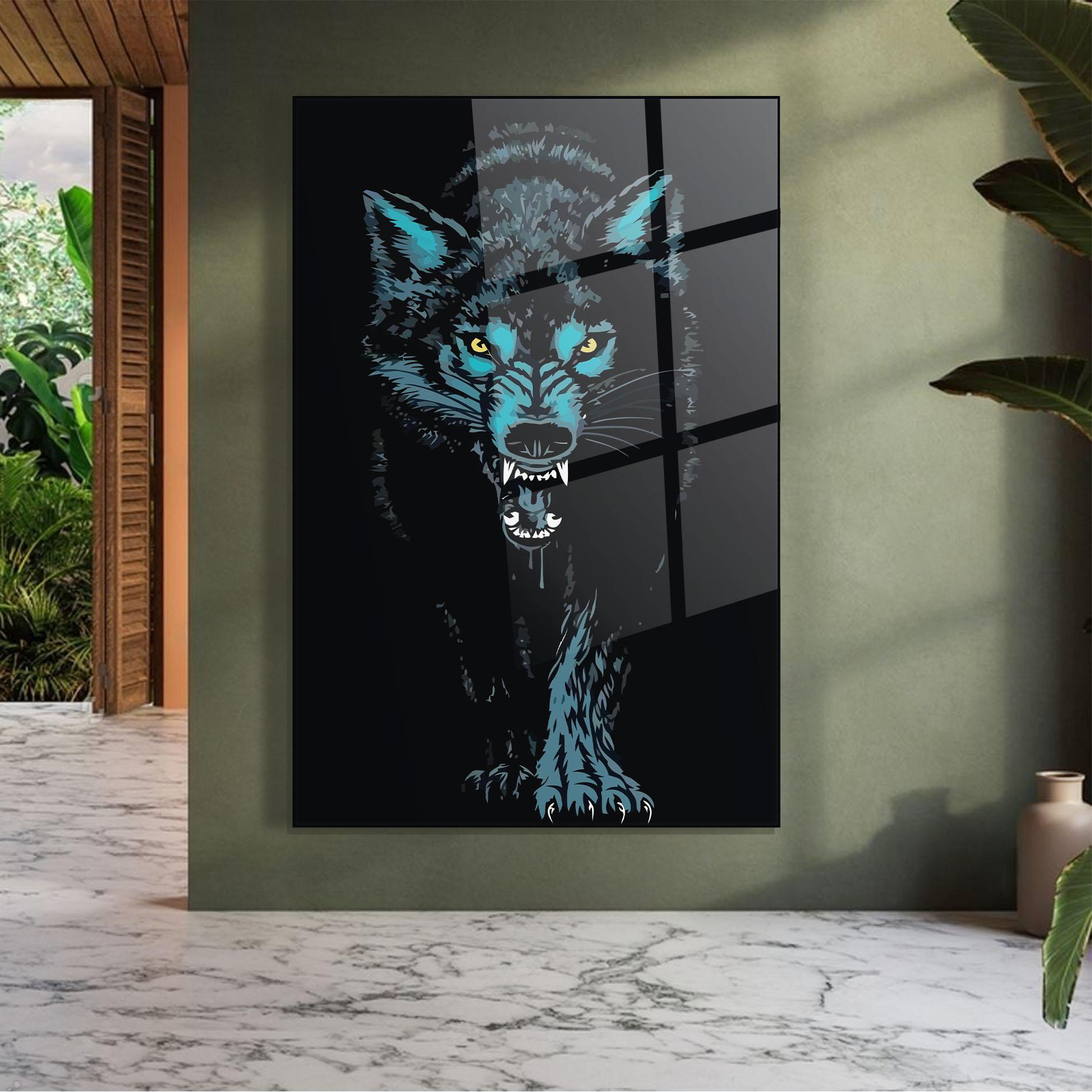 Tablou Sticla Blue Wolf mockup 7