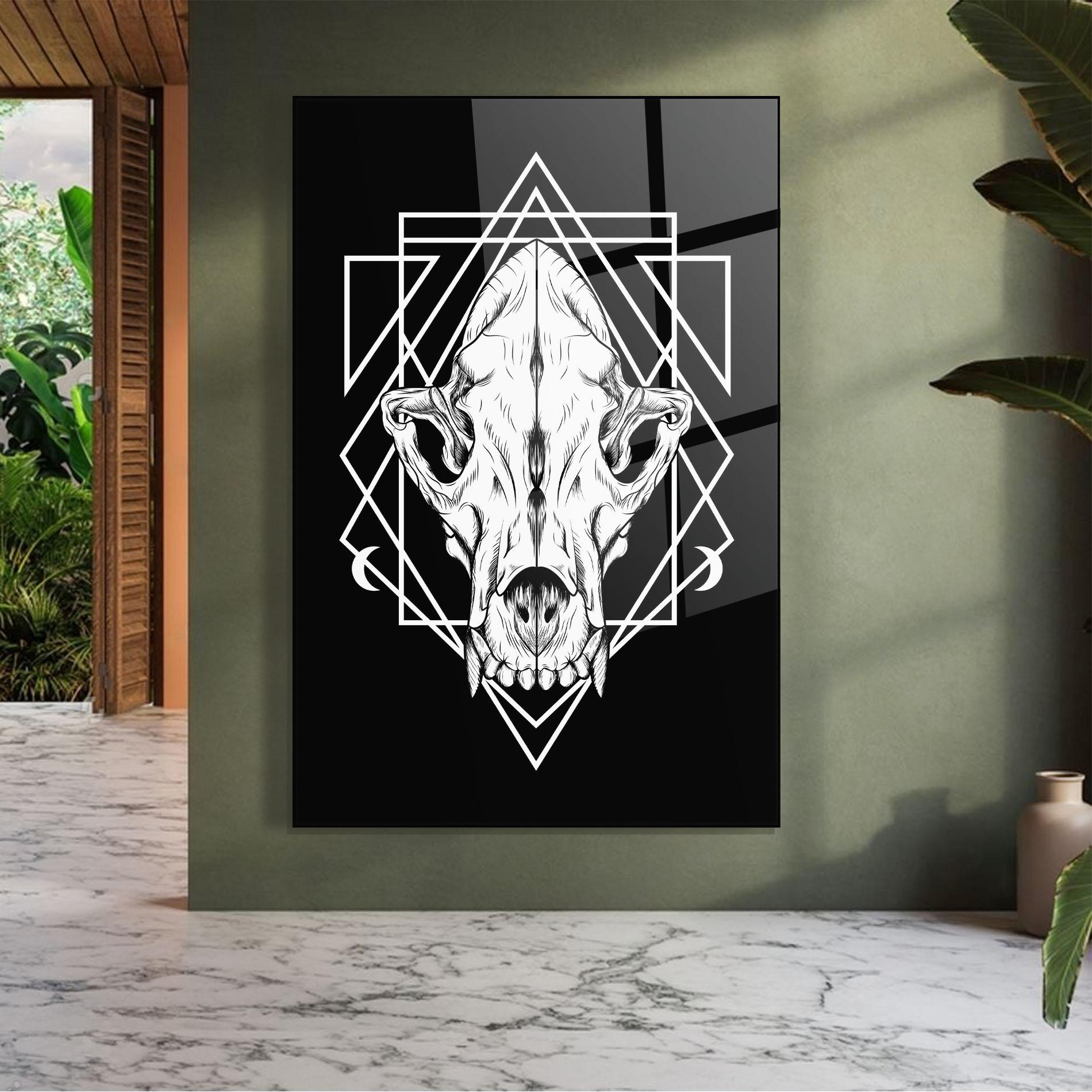 Tablou Sticla Dark Wolf Skull mockup 7