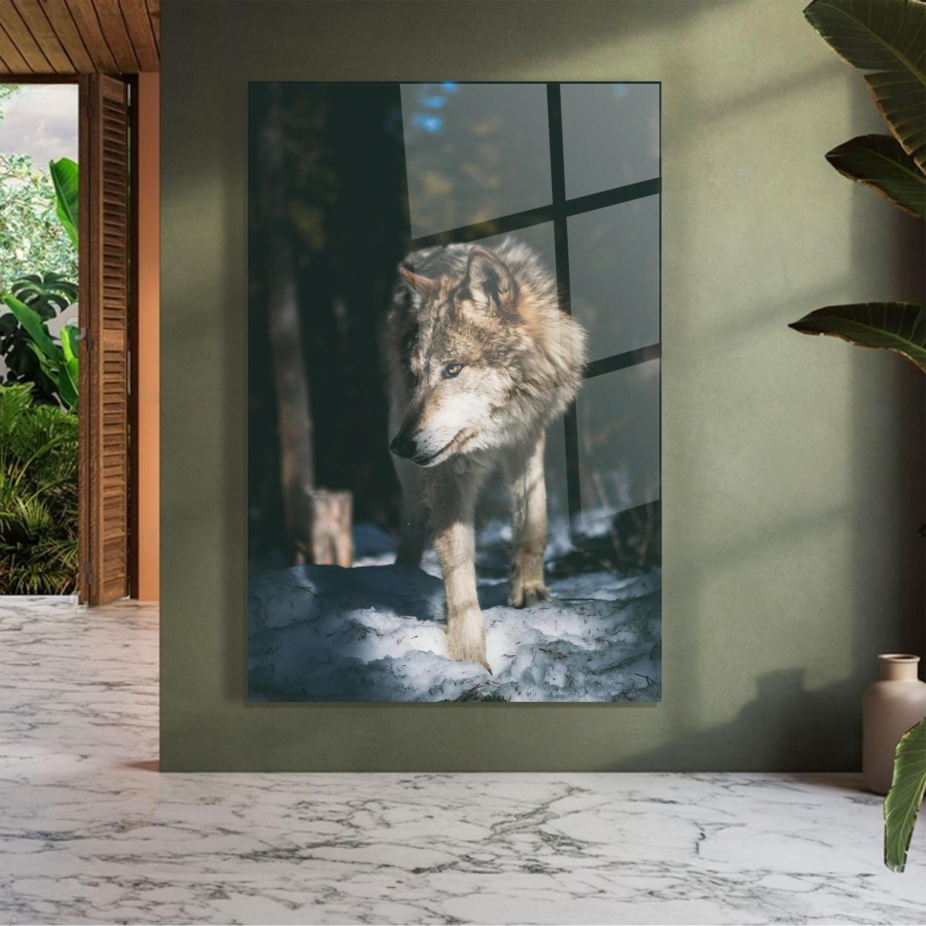 Tablou Sticla Forest Wolf mockup 7