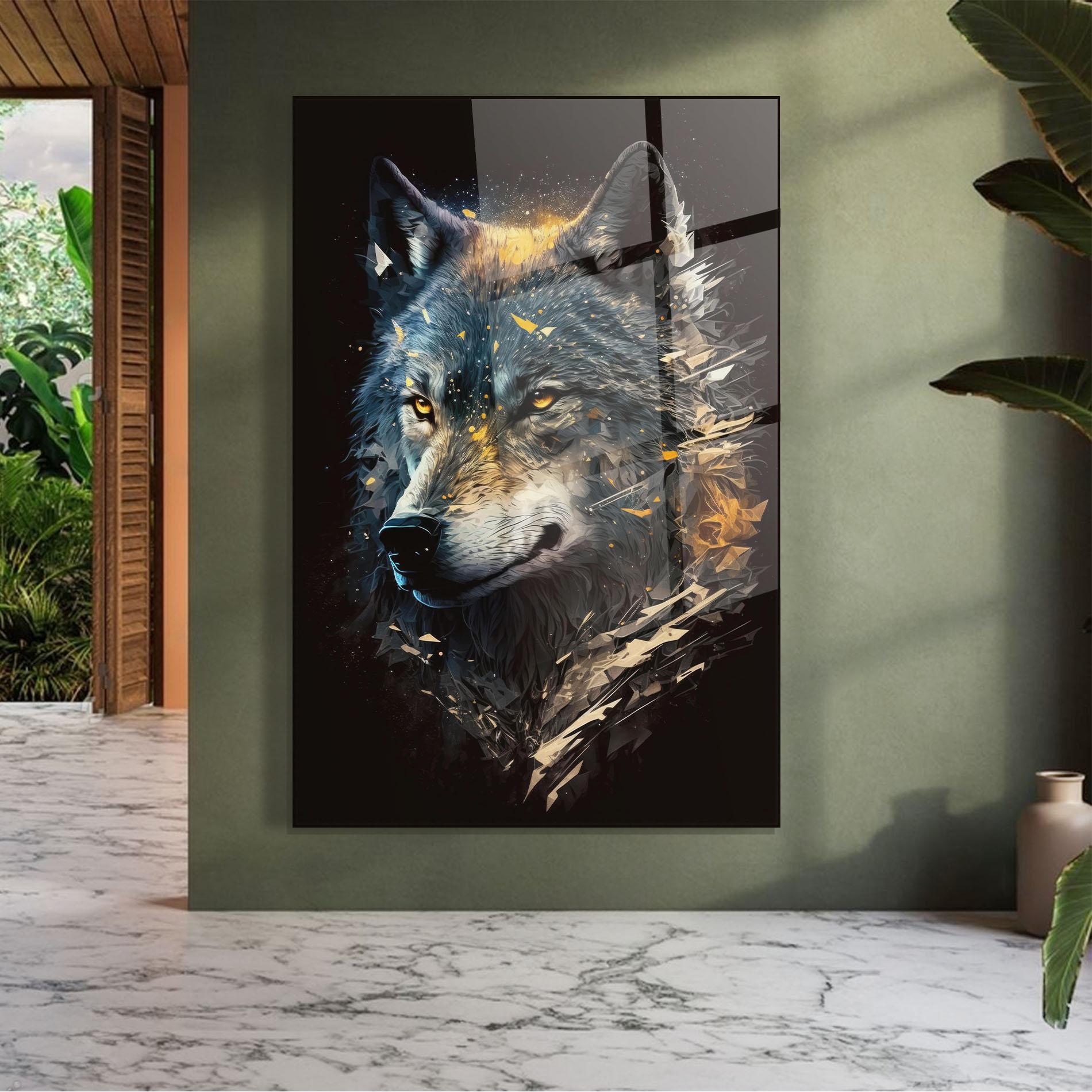Tablou Sticla Wolf Portrait mockup 7