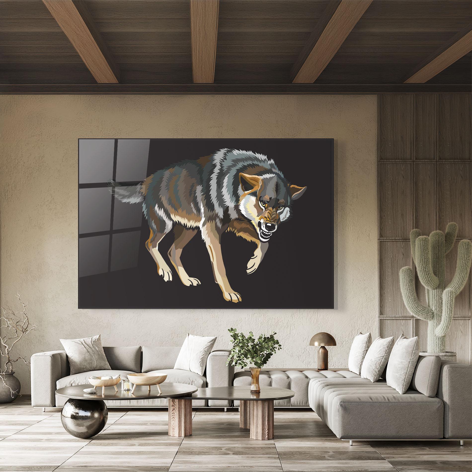 Tablou Sticla Angry Cartoon Wolf mockup 8