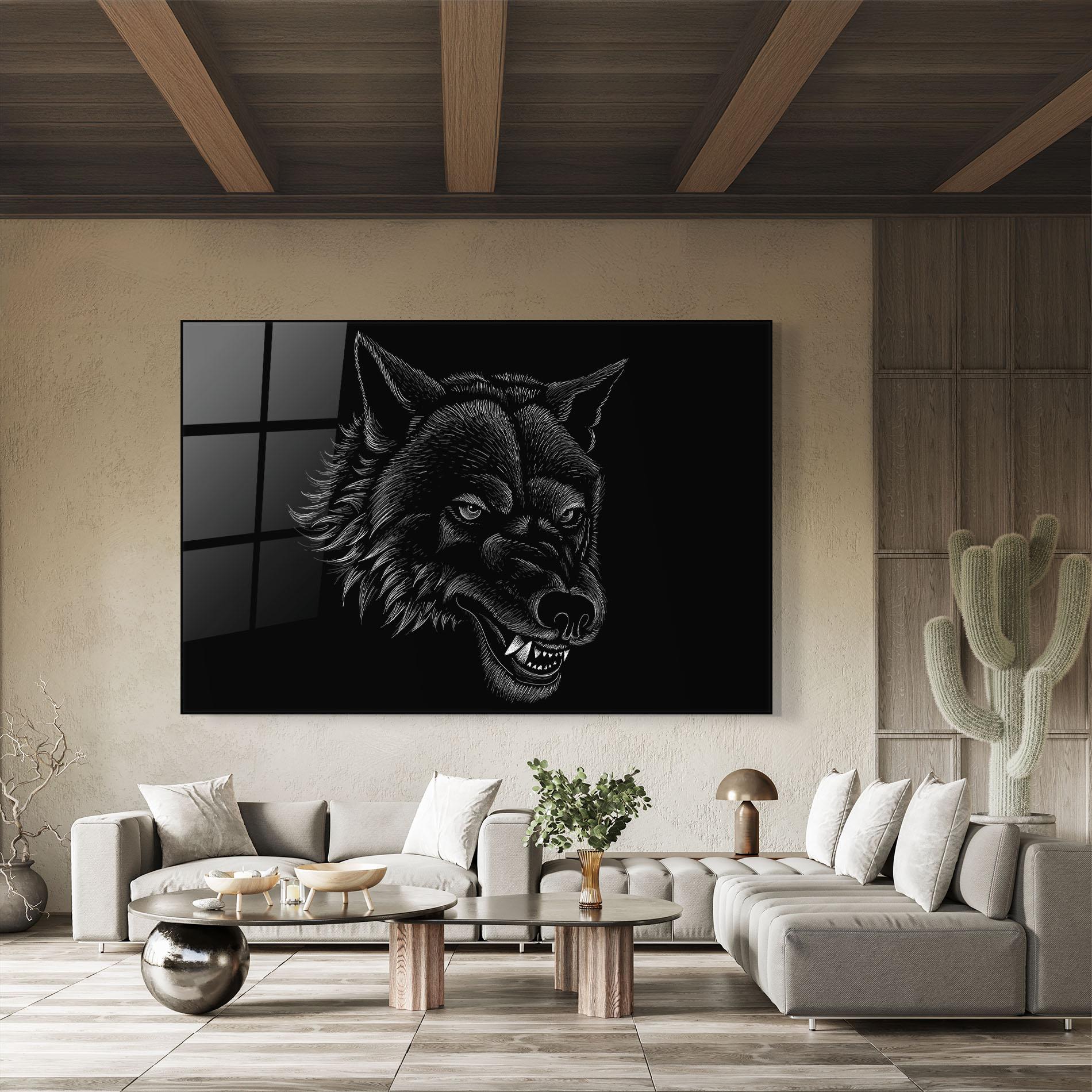 Tablou Sticla Angry Wolf Face mockup 8