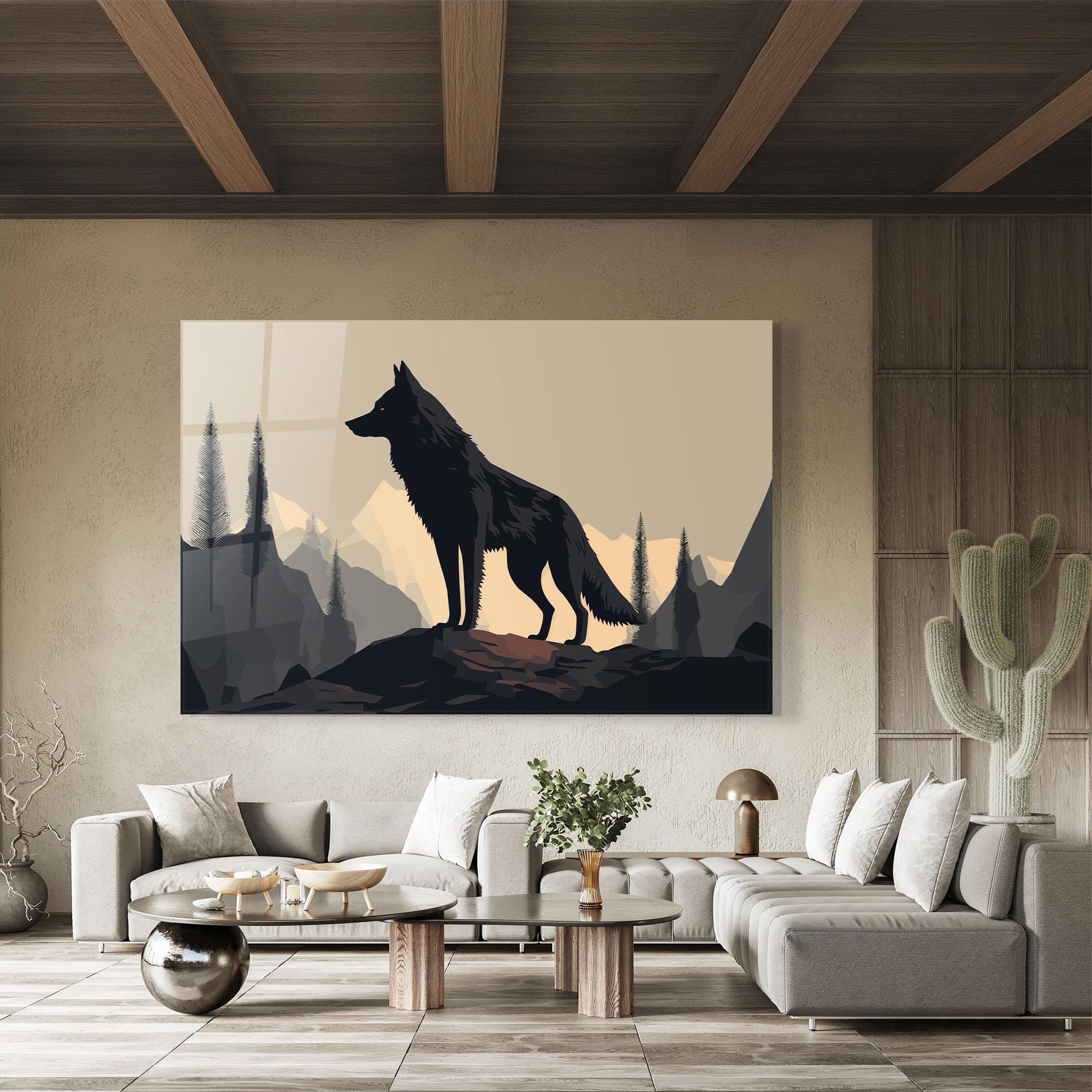 Tablou Sticla Black Wolf mockup 8