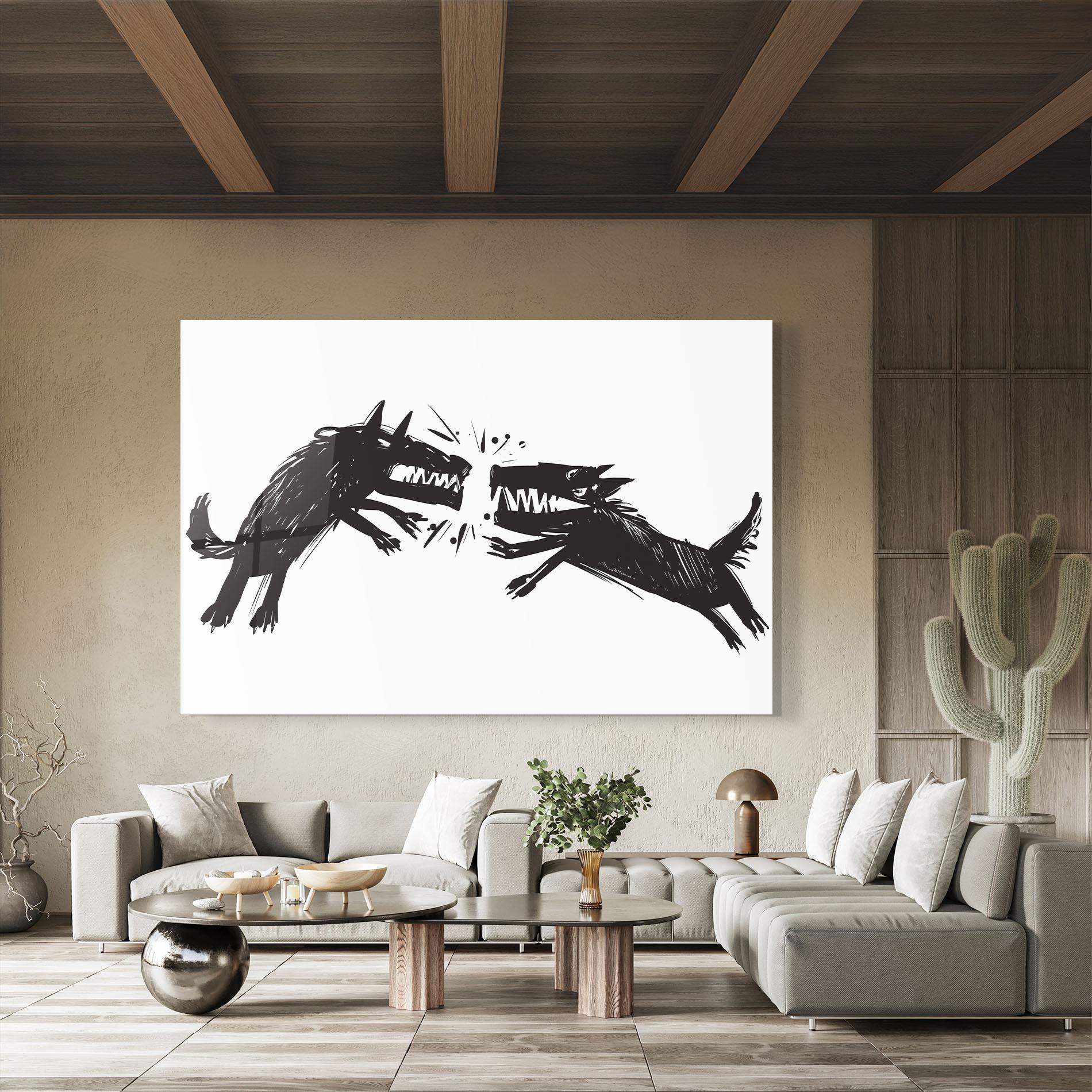 Tablou Sticla Black Wolves mockup 8