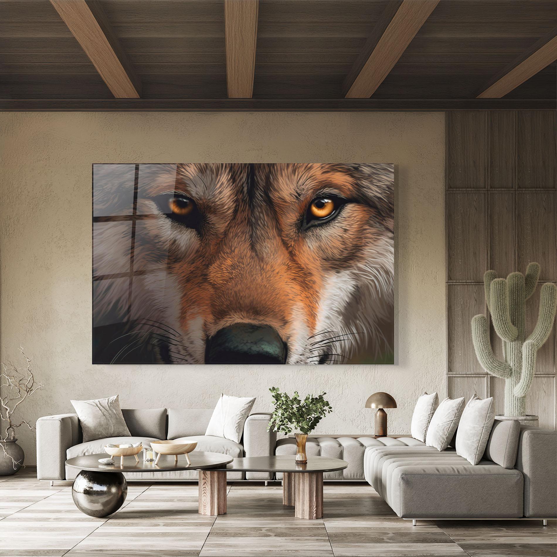 Tablou Sticla Close Up Wolf Eyes mockup 8