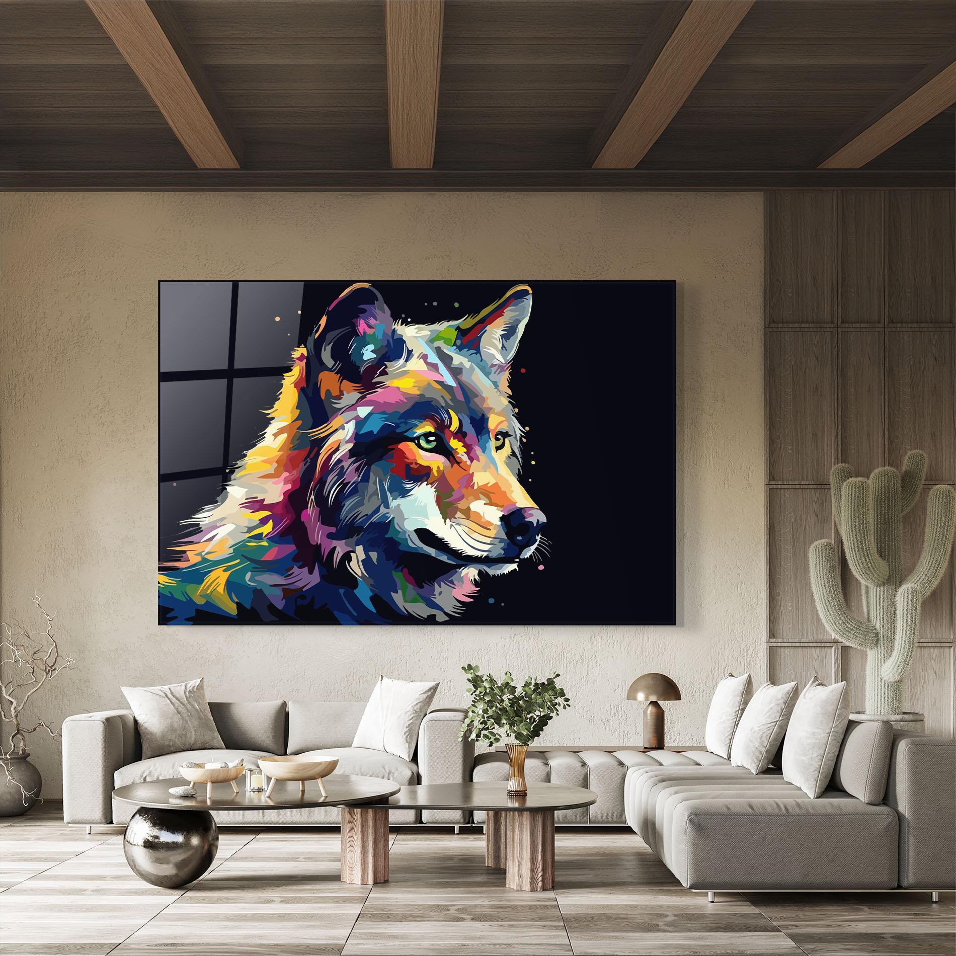 Tablou Sticla Painted Wolf mockup 8