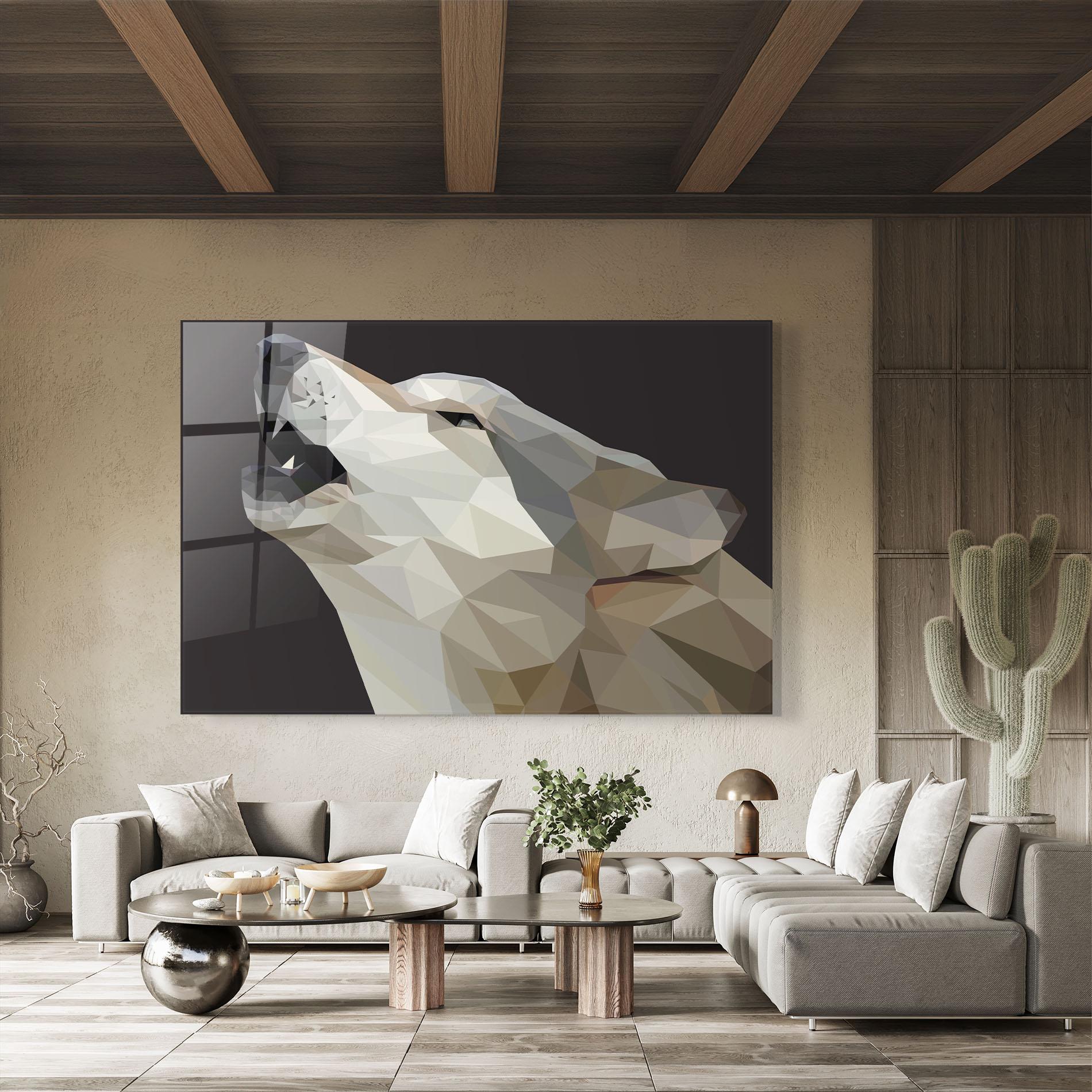 Tablou Sticla Pretty Grey Wolf mockup 8