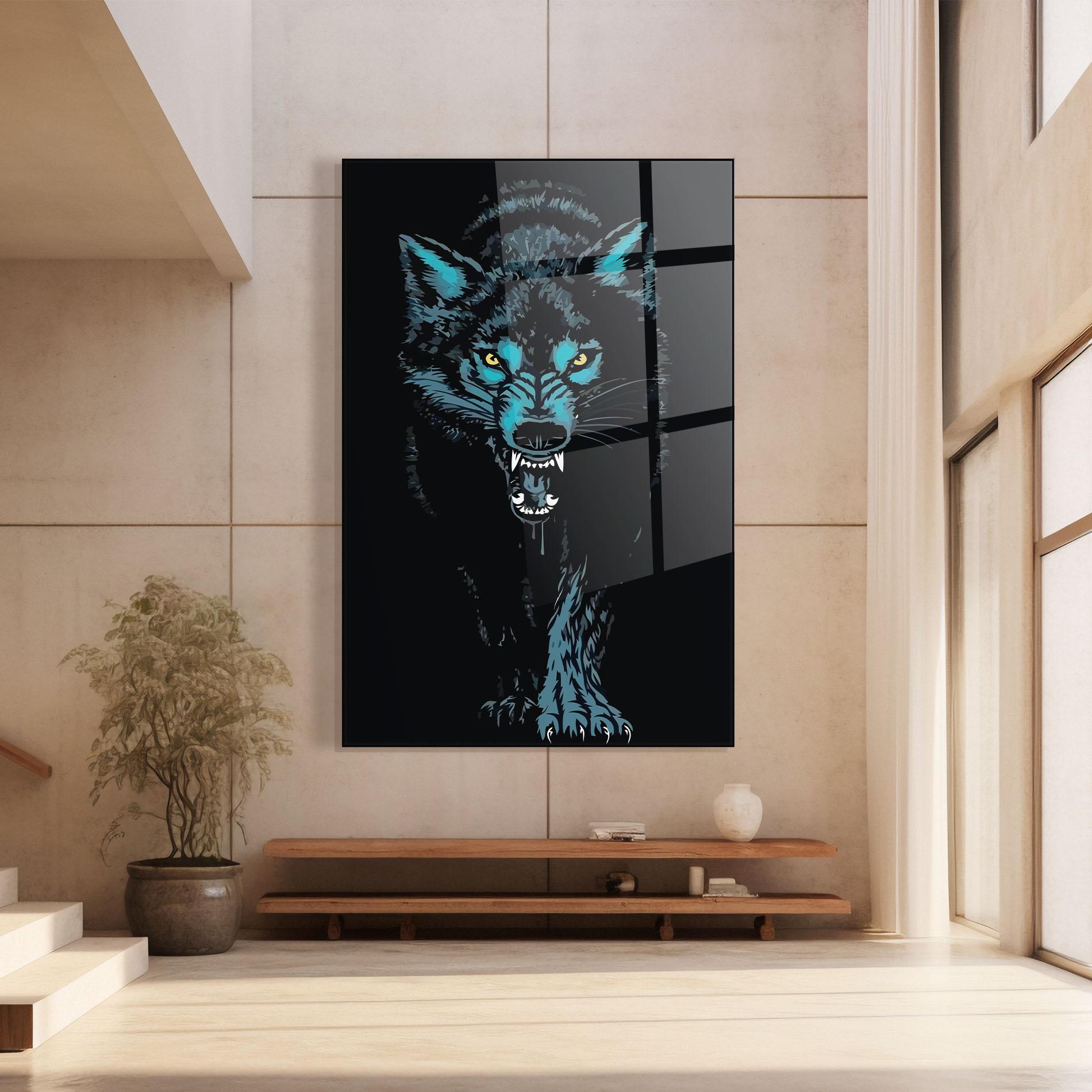Tablou Sticla Blue Wolf mockup 8