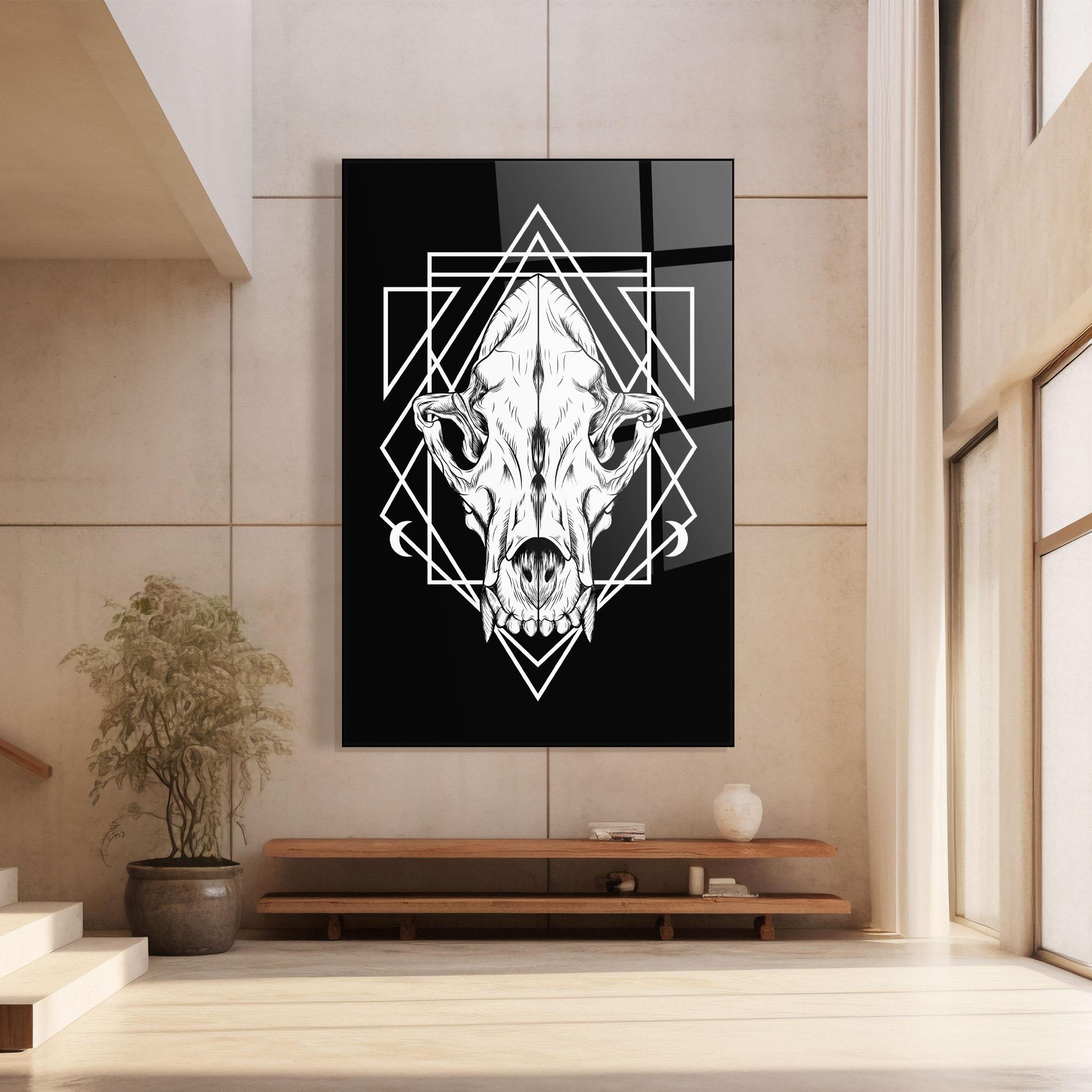 Tablou Sticla Dark Wolf Skull mockup 8