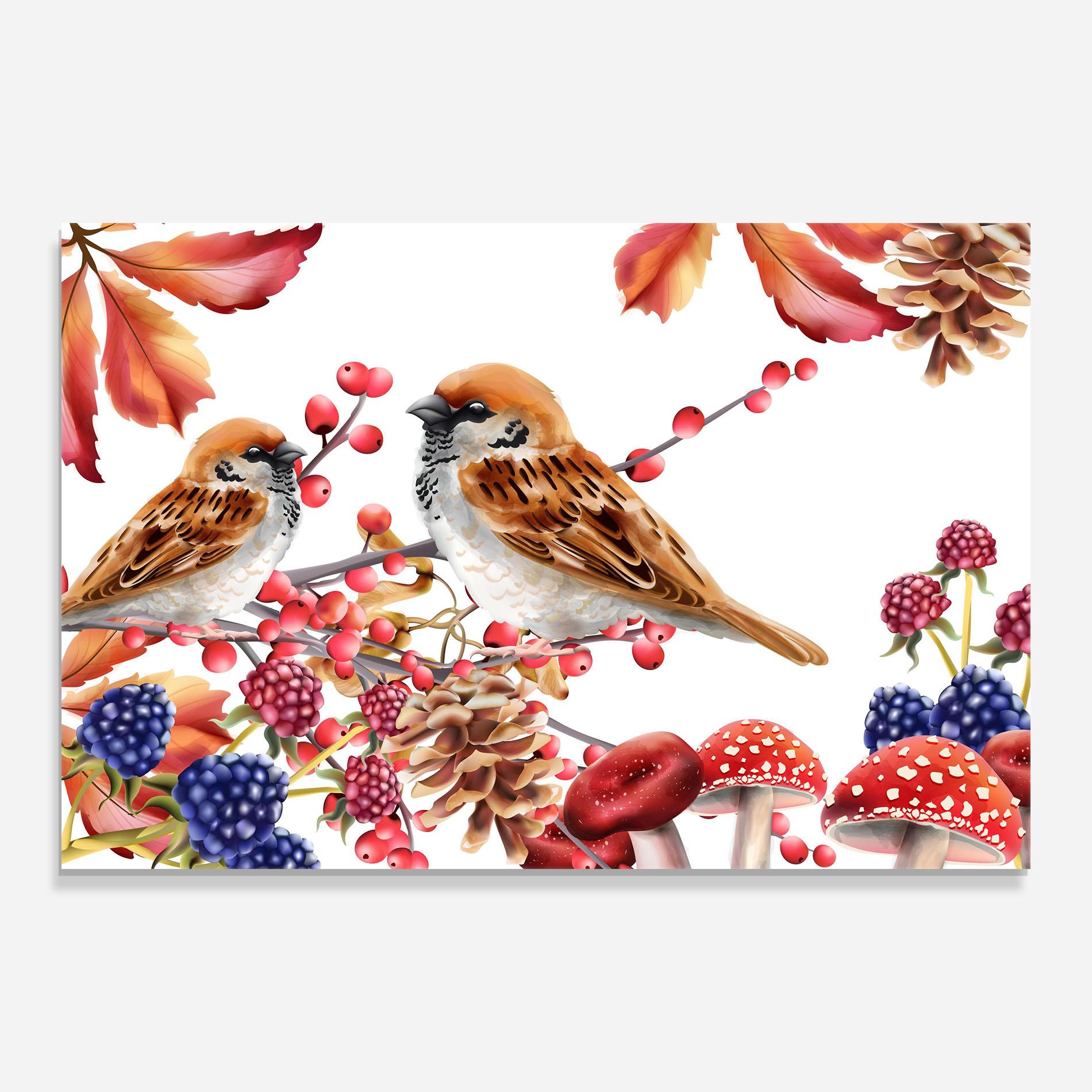 Tablou Sticla Birds And Berries mockup 0