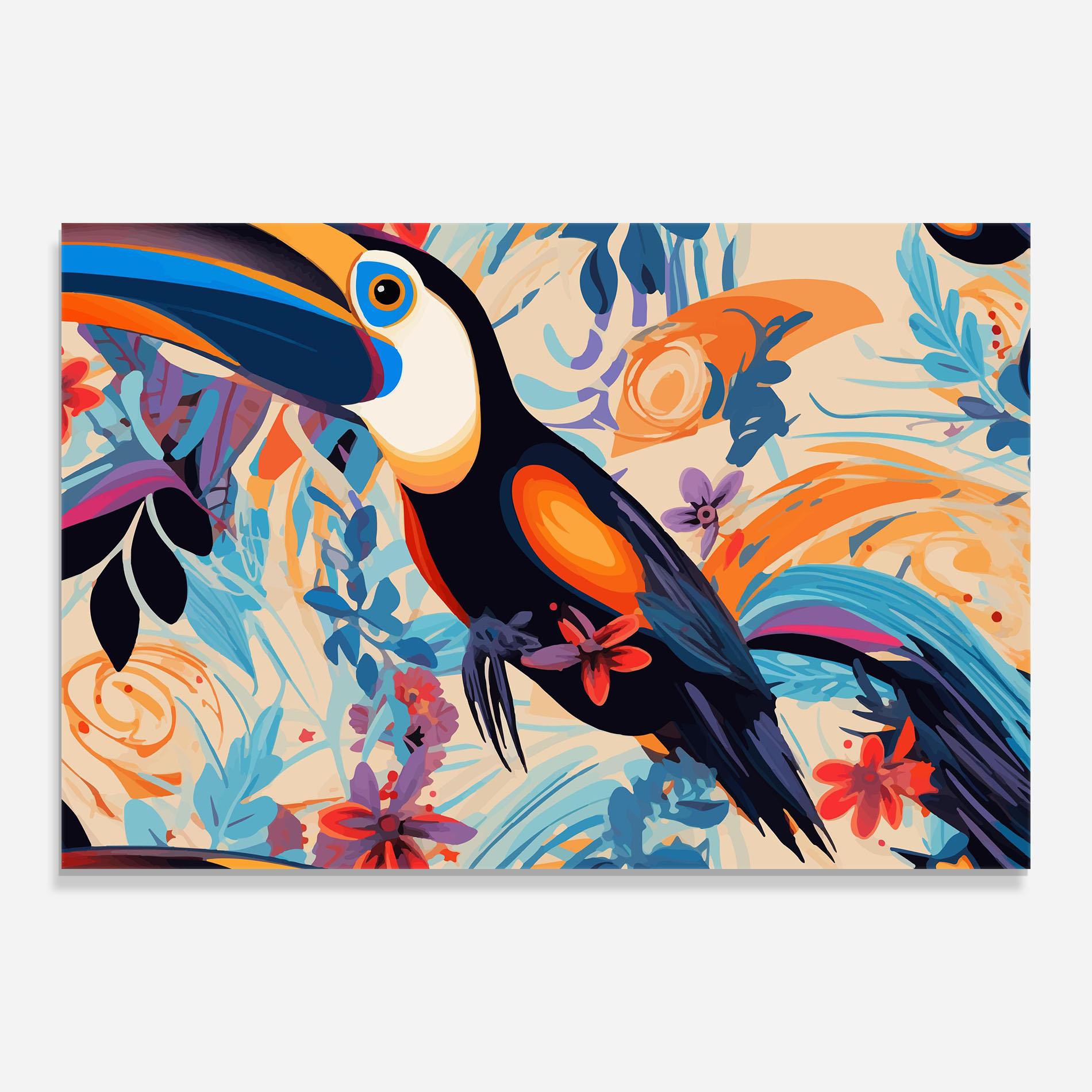 Tablou Sticla Colorful Toucan mockup 0