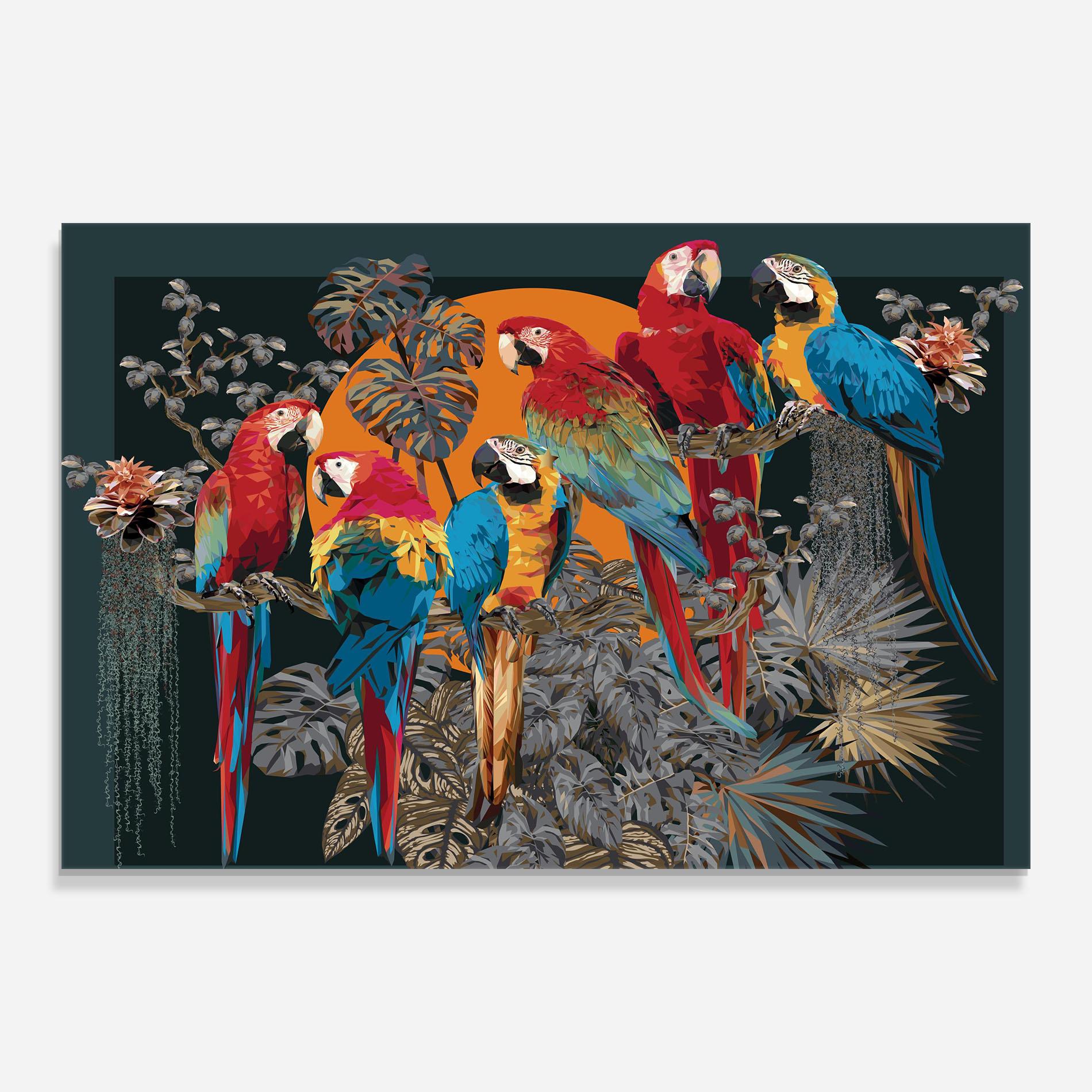 Tablou Sticla Family Parrot mockup 0