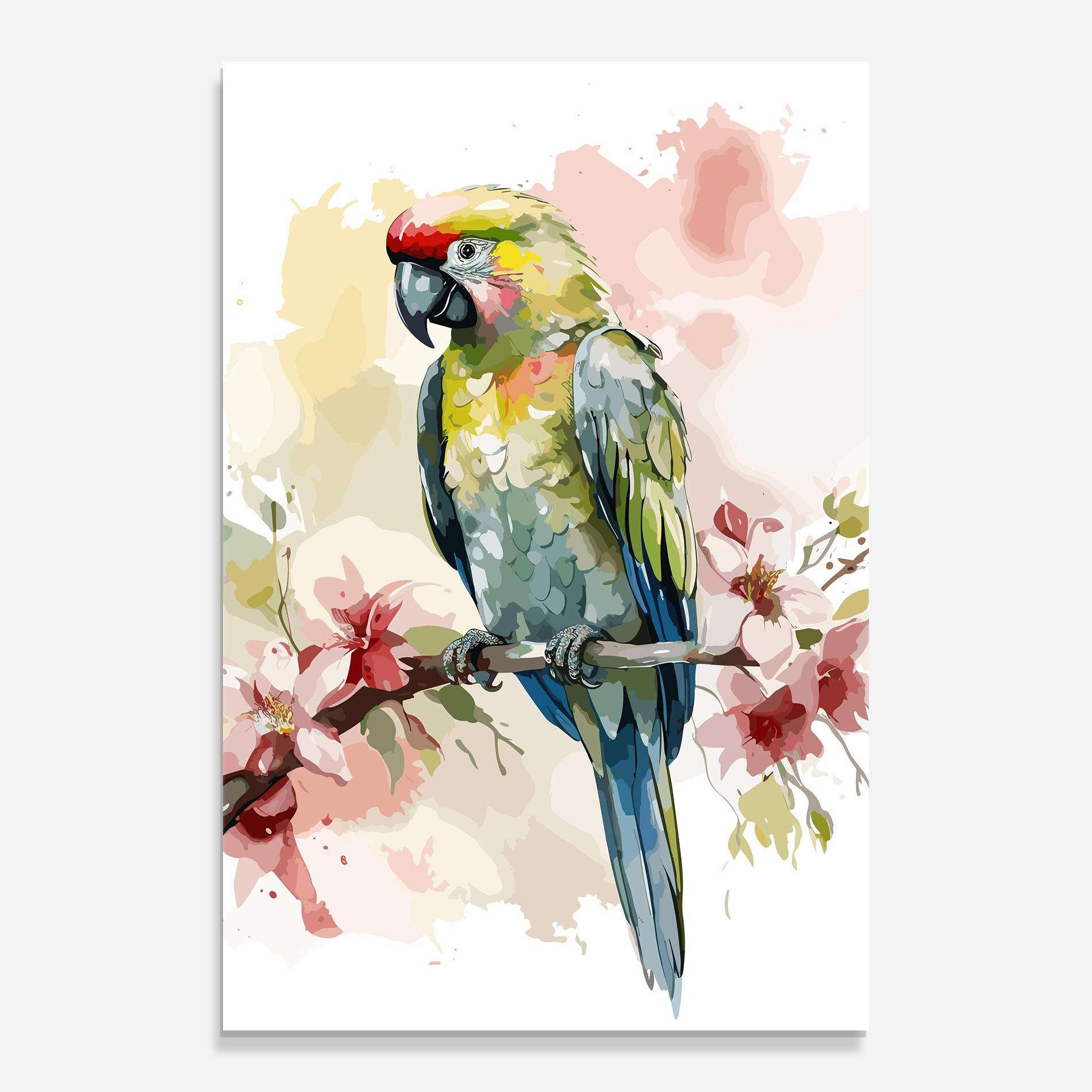 Tablou Sticla Beautiful Parrot mockup 0