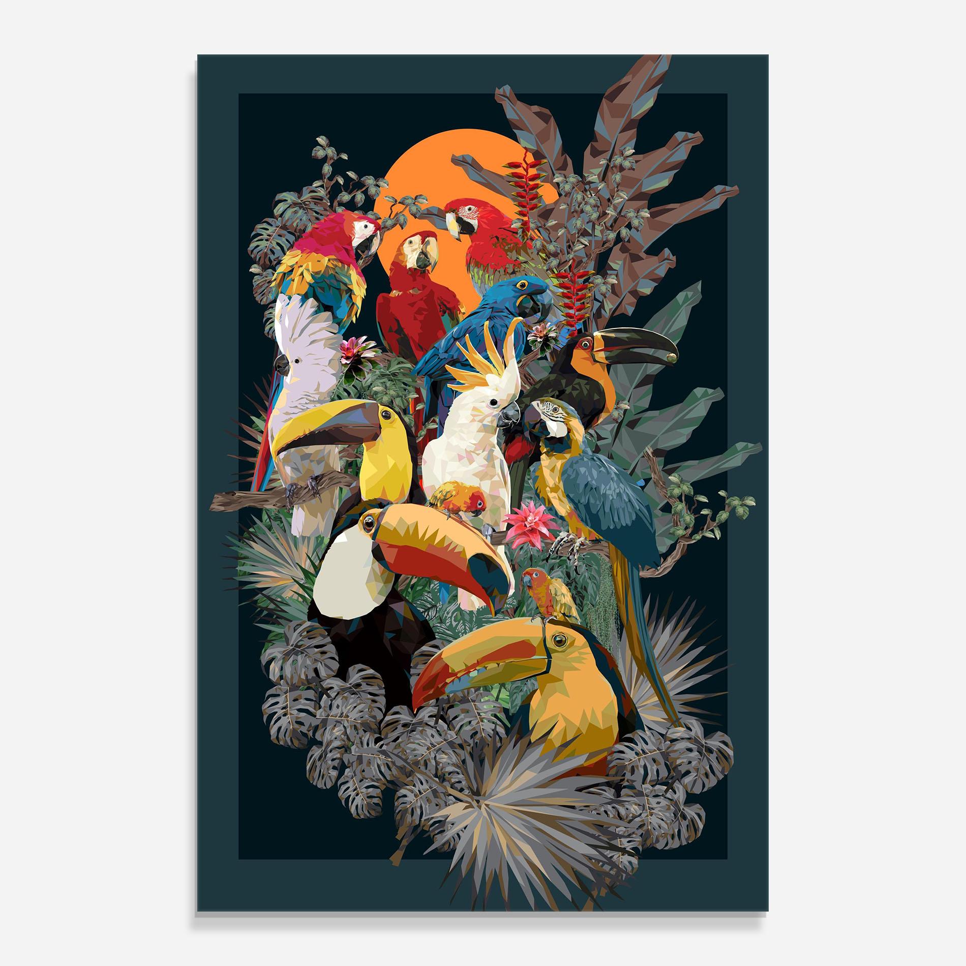 Tablou Sticla Birds And Plants mockup 0