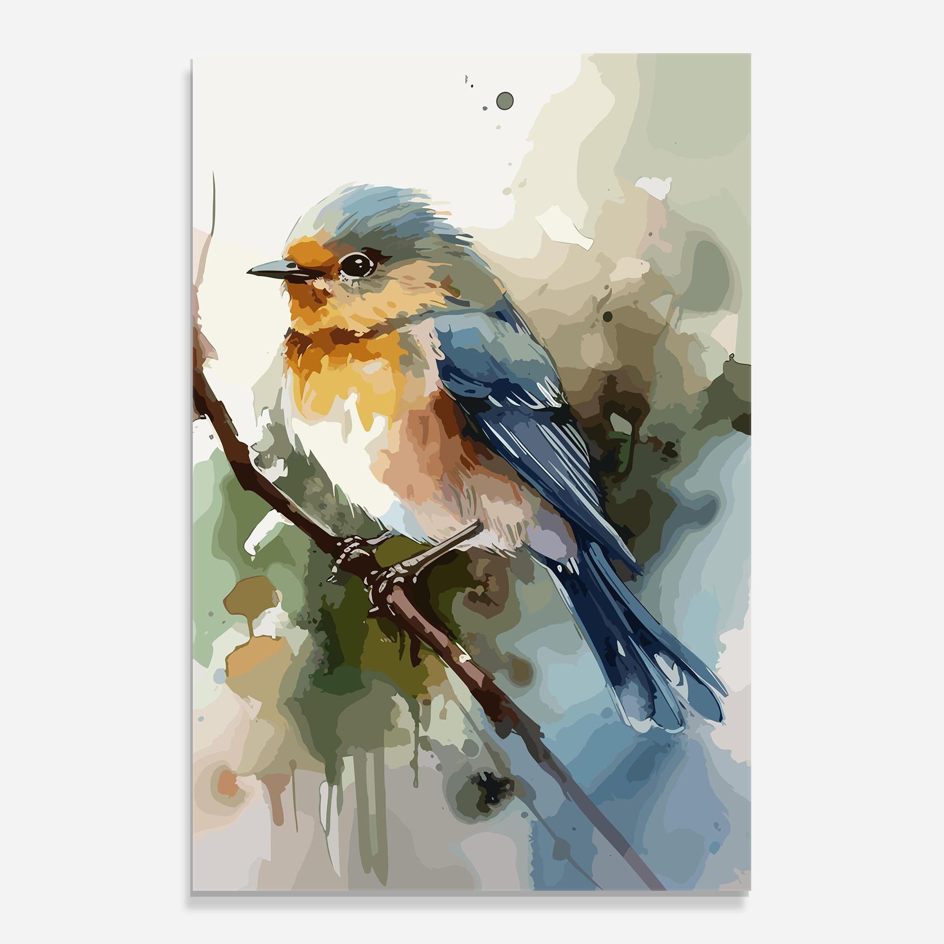 Tablou Sticla Blue Pretty Bird mockup 0