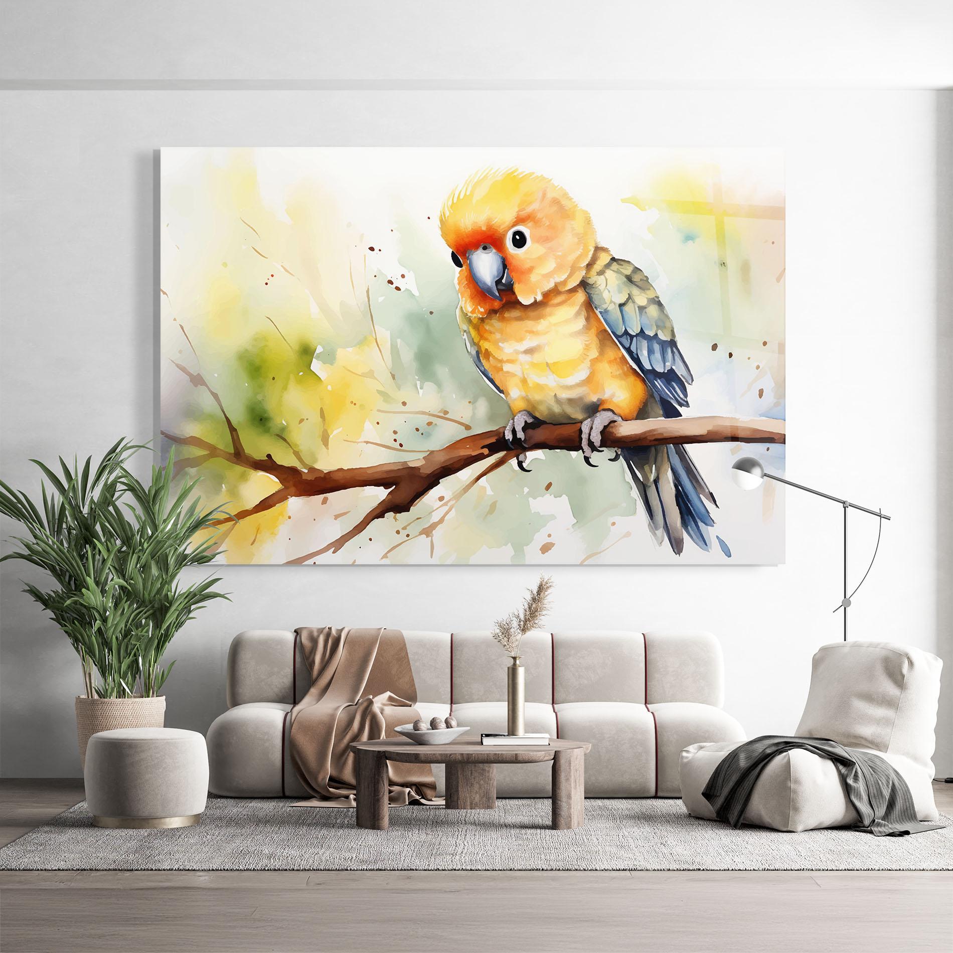 Tablou Sticla Cute Baby Parrot mockup 9
