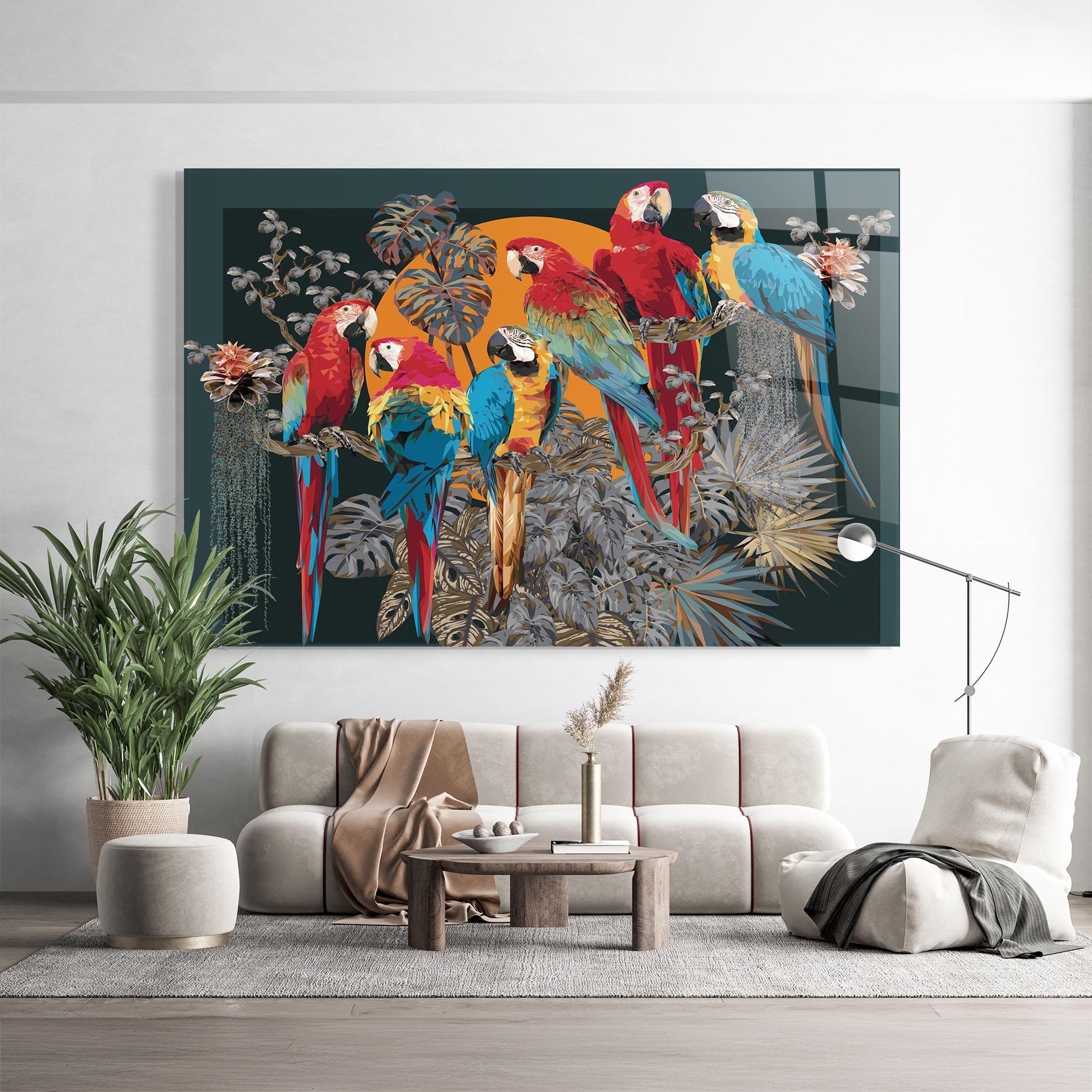 Tablou Sticla Family Parrot mockup 9