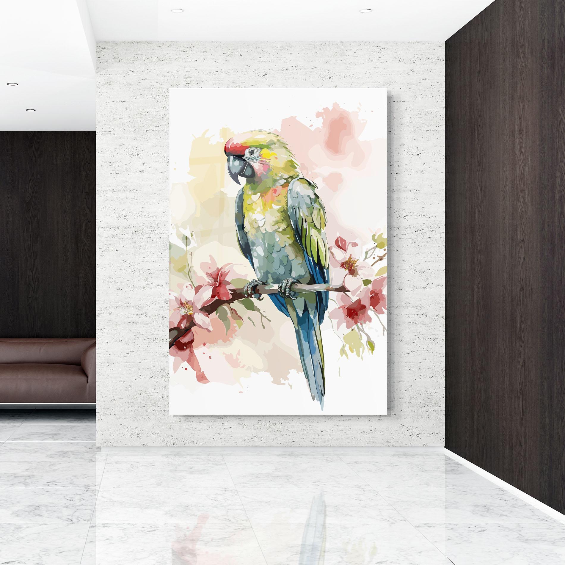 Tablou Sticla Beautiful Parrot mockup 9