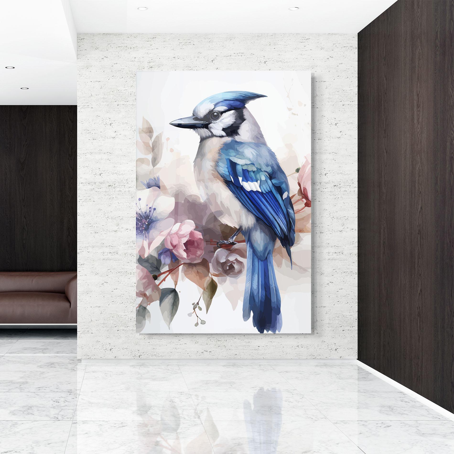 Tablou Sticla Bird Pretty Blue mockup 9