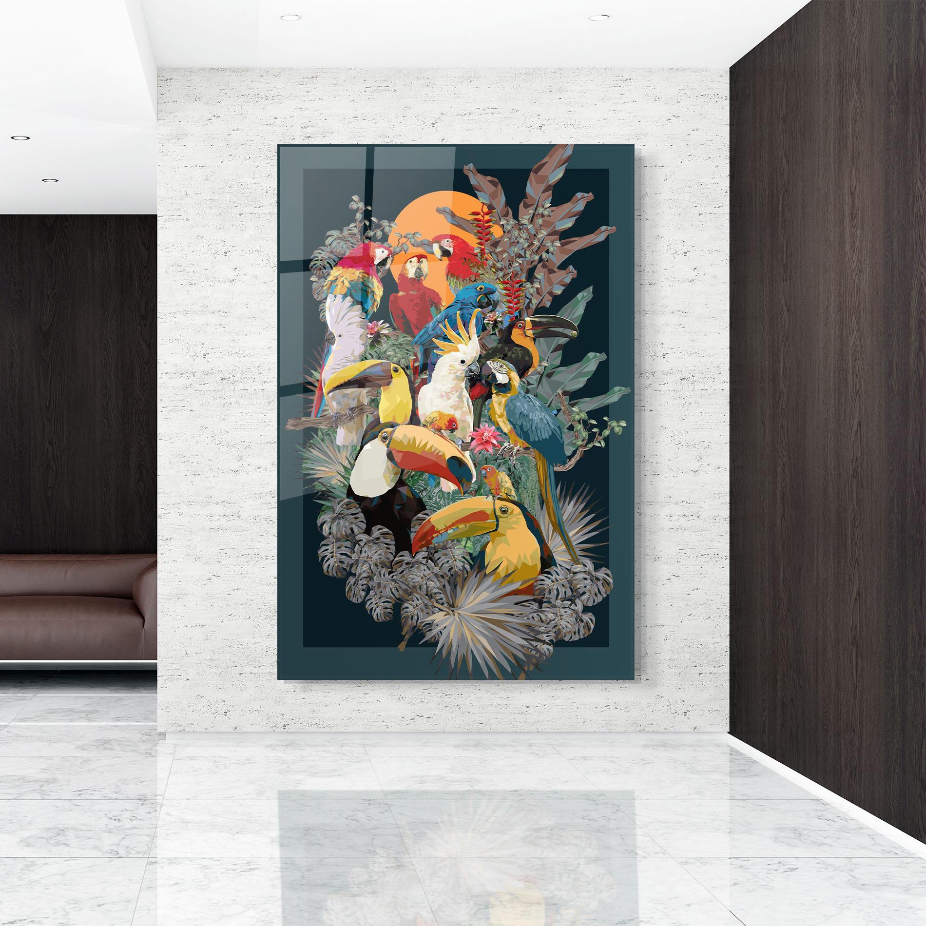 Tablou Sticla Birds And Plants mockup 9