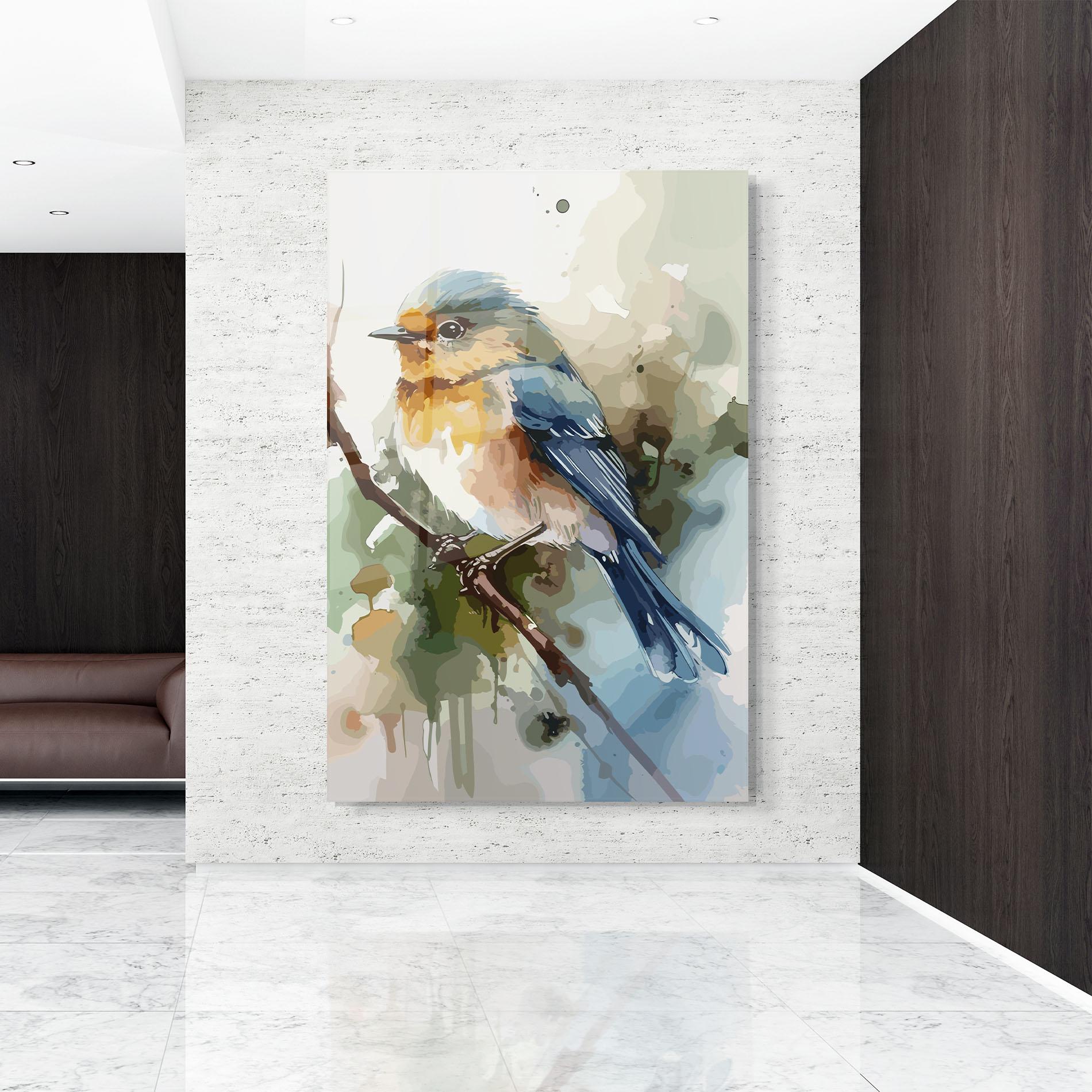 Tablou Sticla Blue Pretty Bird mockup 9