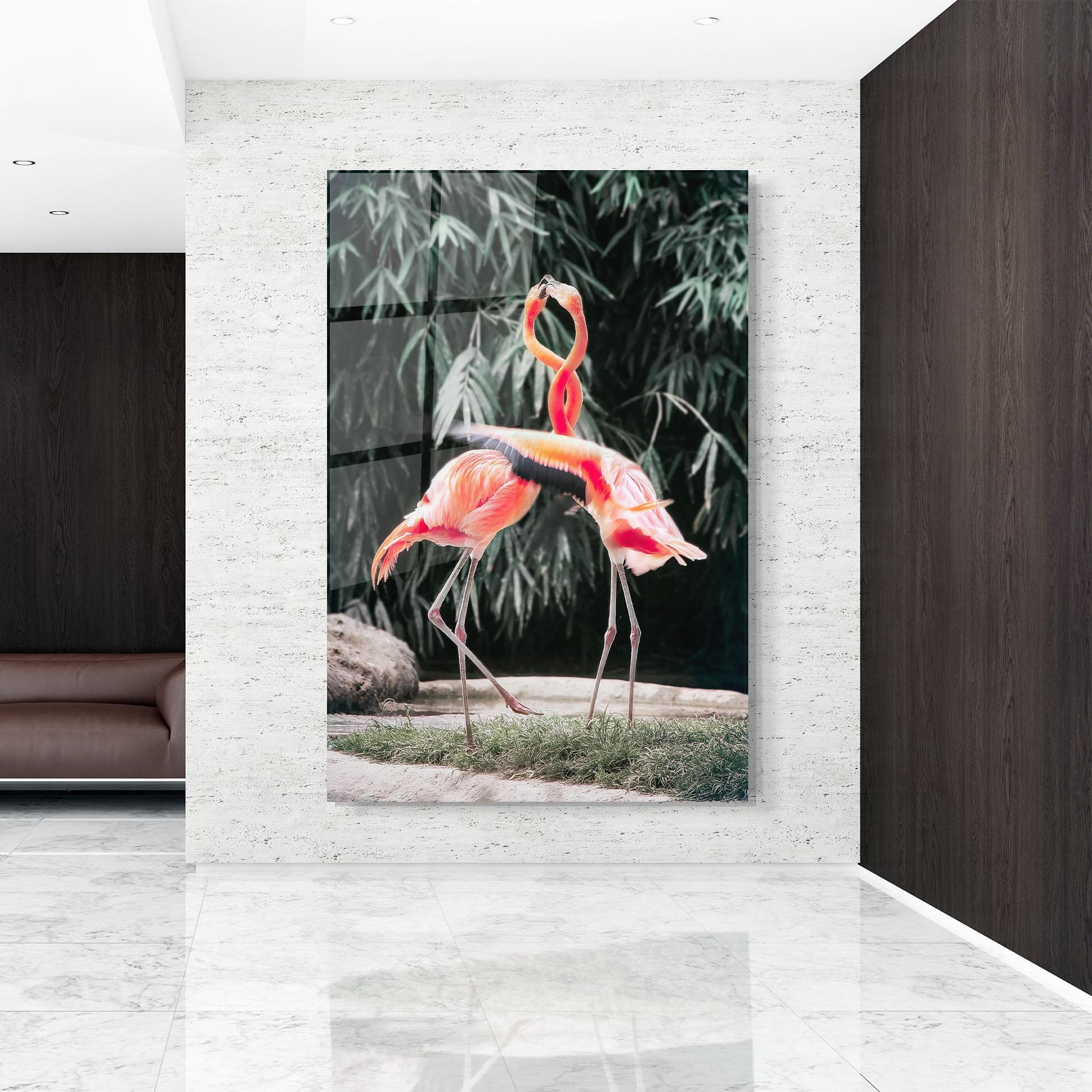 Tablou Sticla Flamingo Love mockup 9