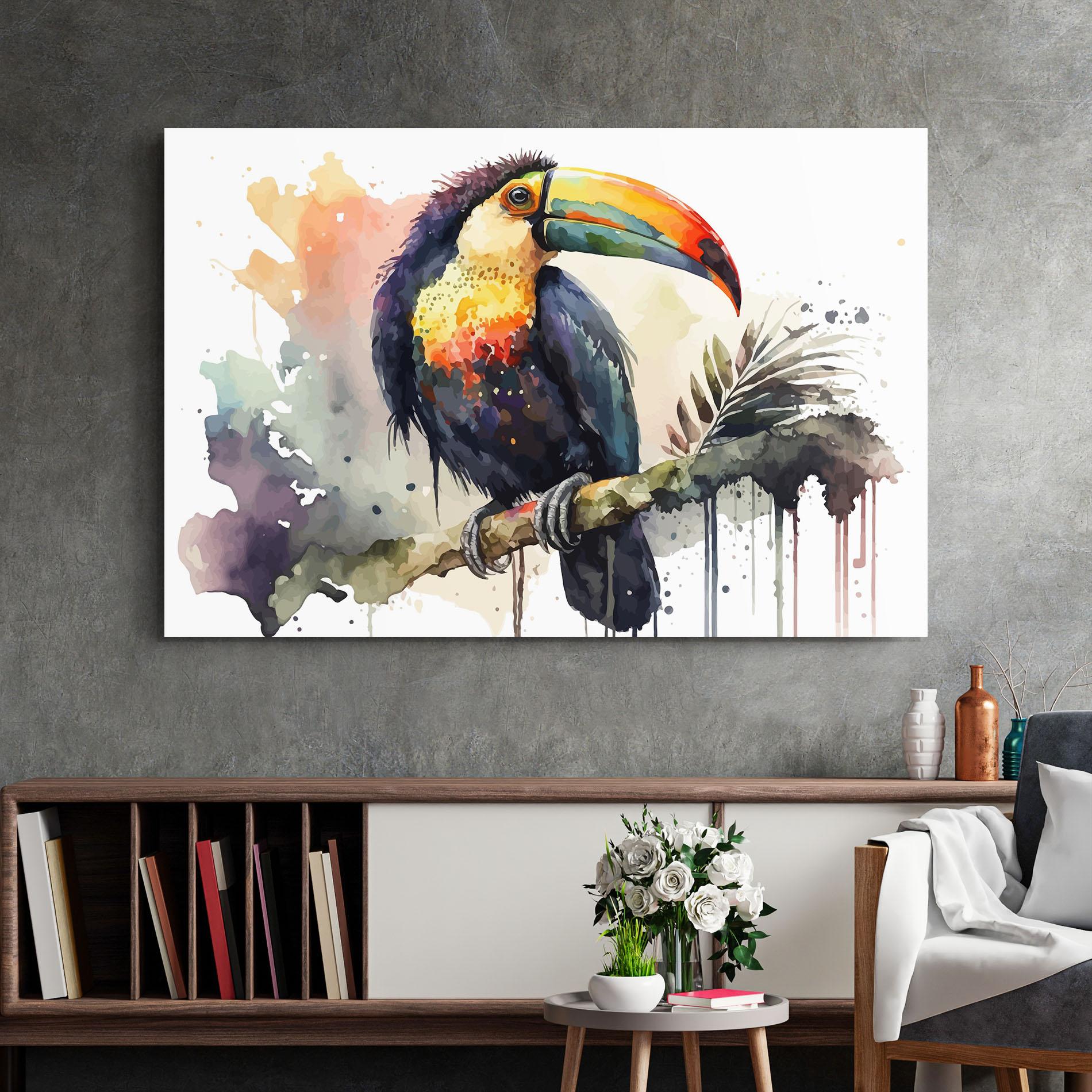 Tablou Sticla Beautiful Toucan Art mockup 2