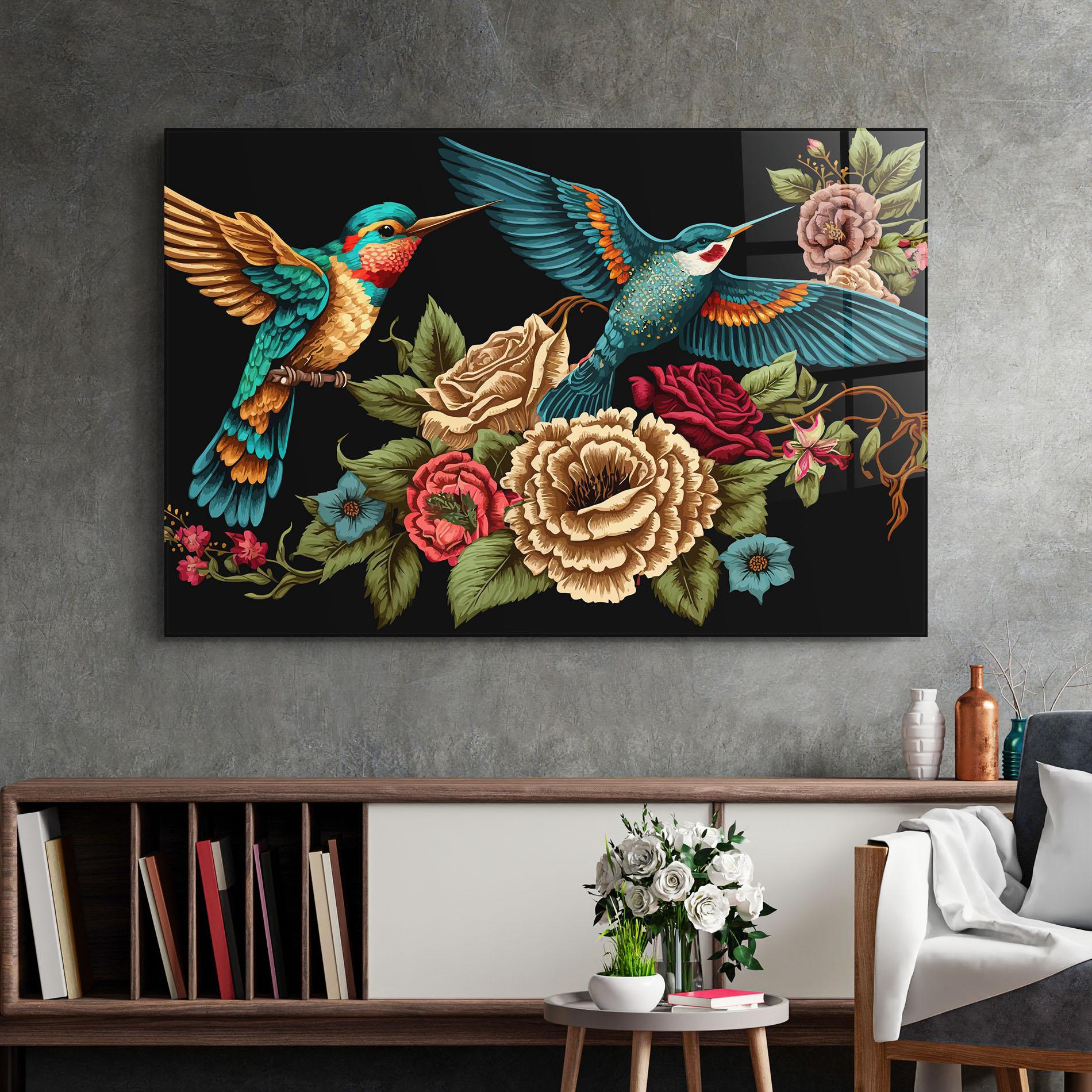 Tablou Sticla Blue Birds mockup 2