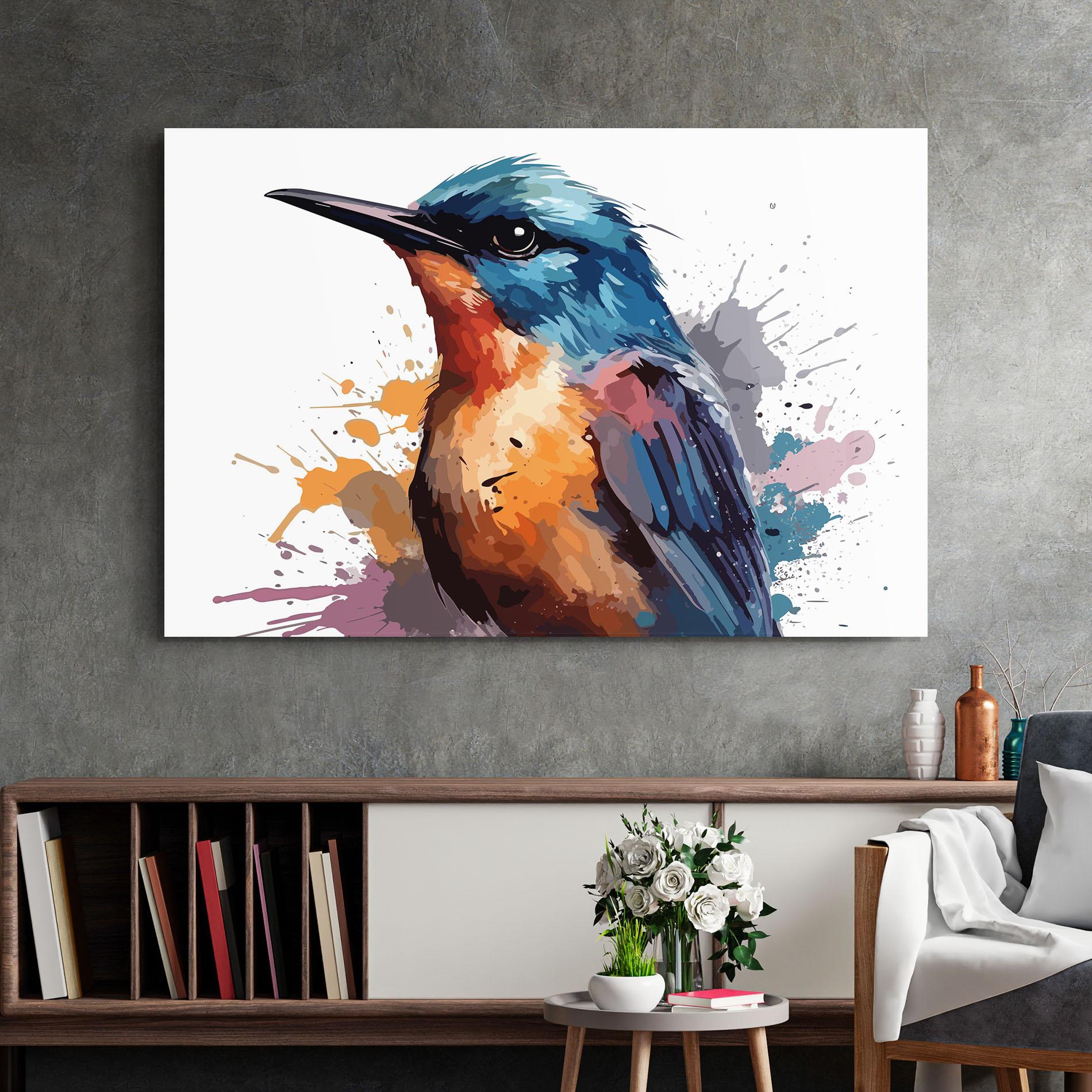 Tablou Sticla Brush Style Bird mockup 2