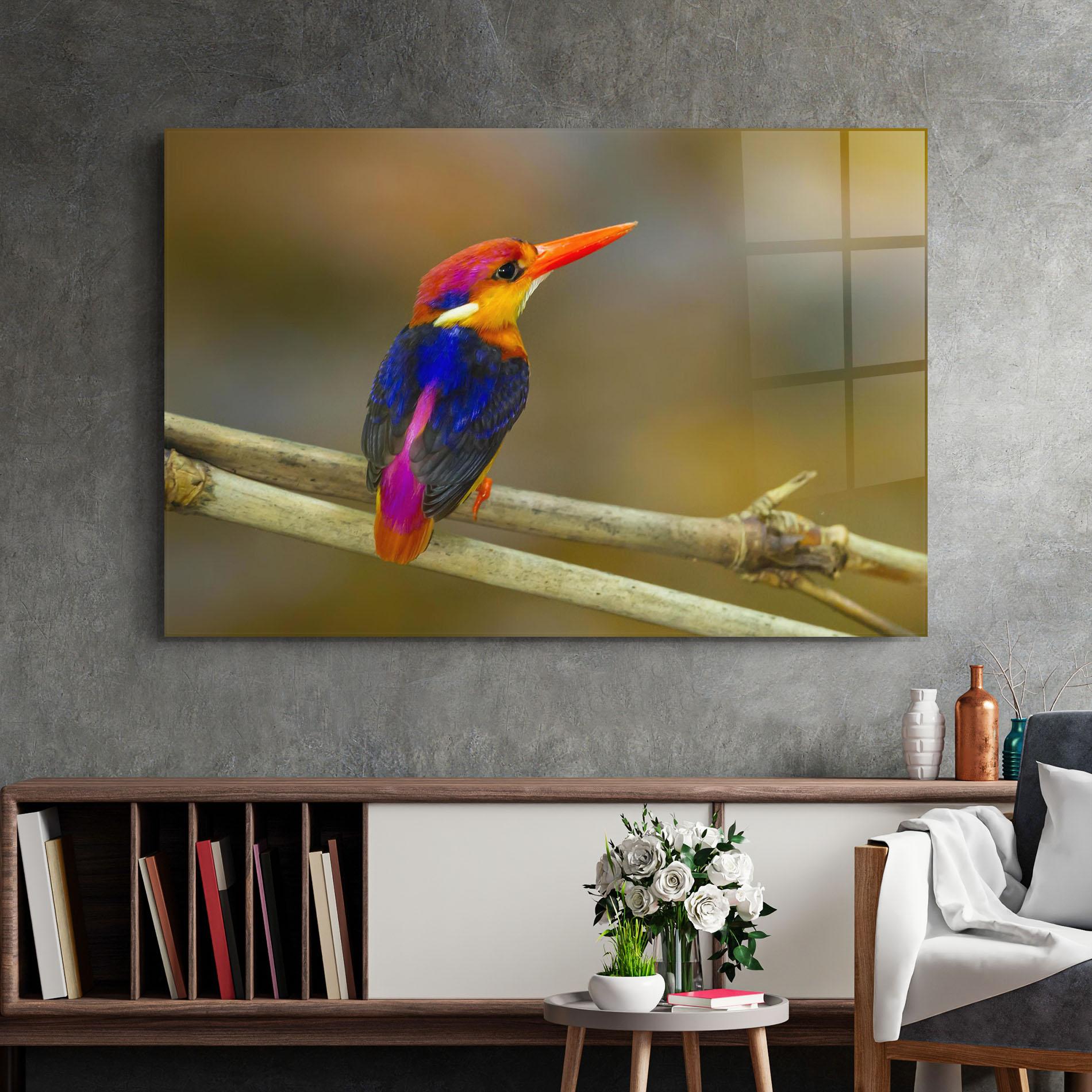 Tablou Sticla Colorful Bird mockup 2