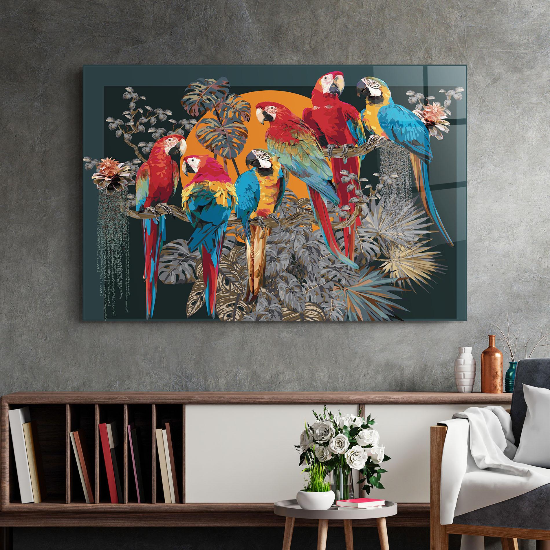 Tablou Sticla Family Parrot mockup 2