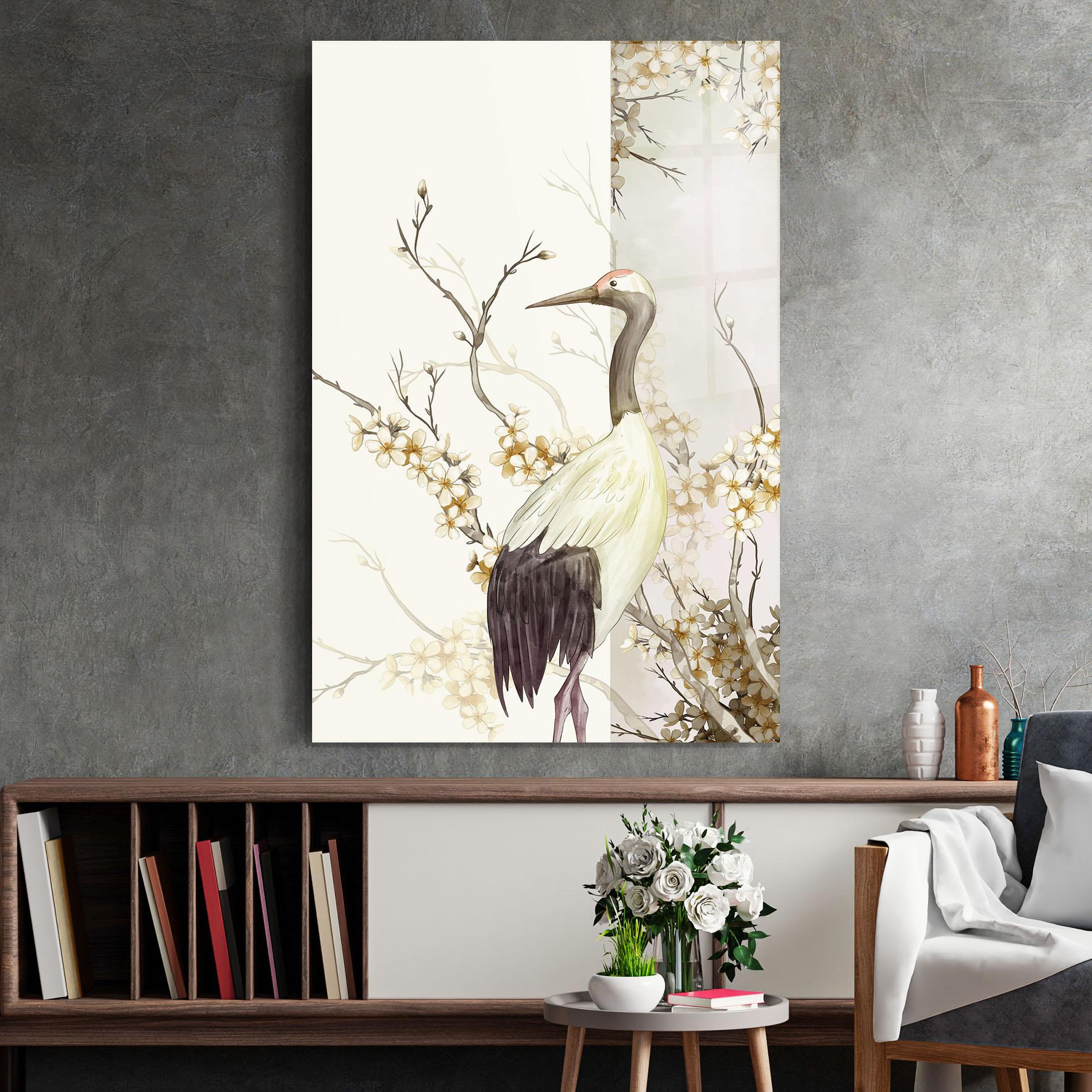 Tablou Sticla Asian Bird mockup 2