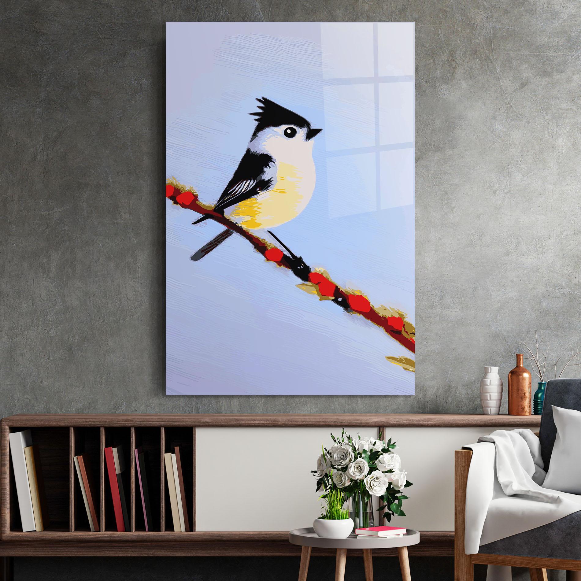Tablou Sticla Bird Painting mockup 2