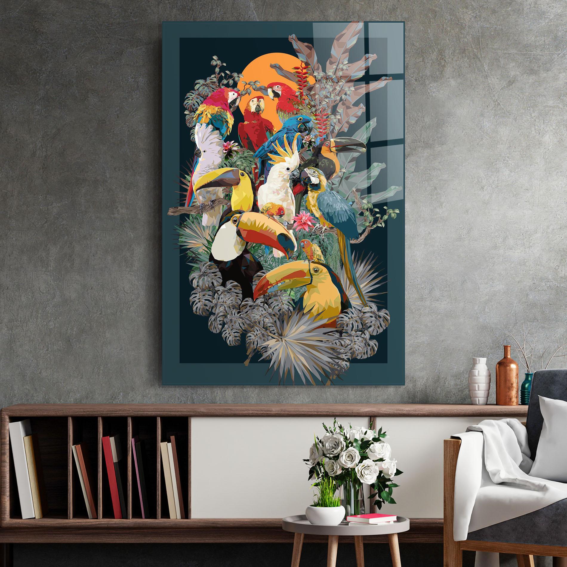 Tablou Sticla Birds And Plants mockup 2