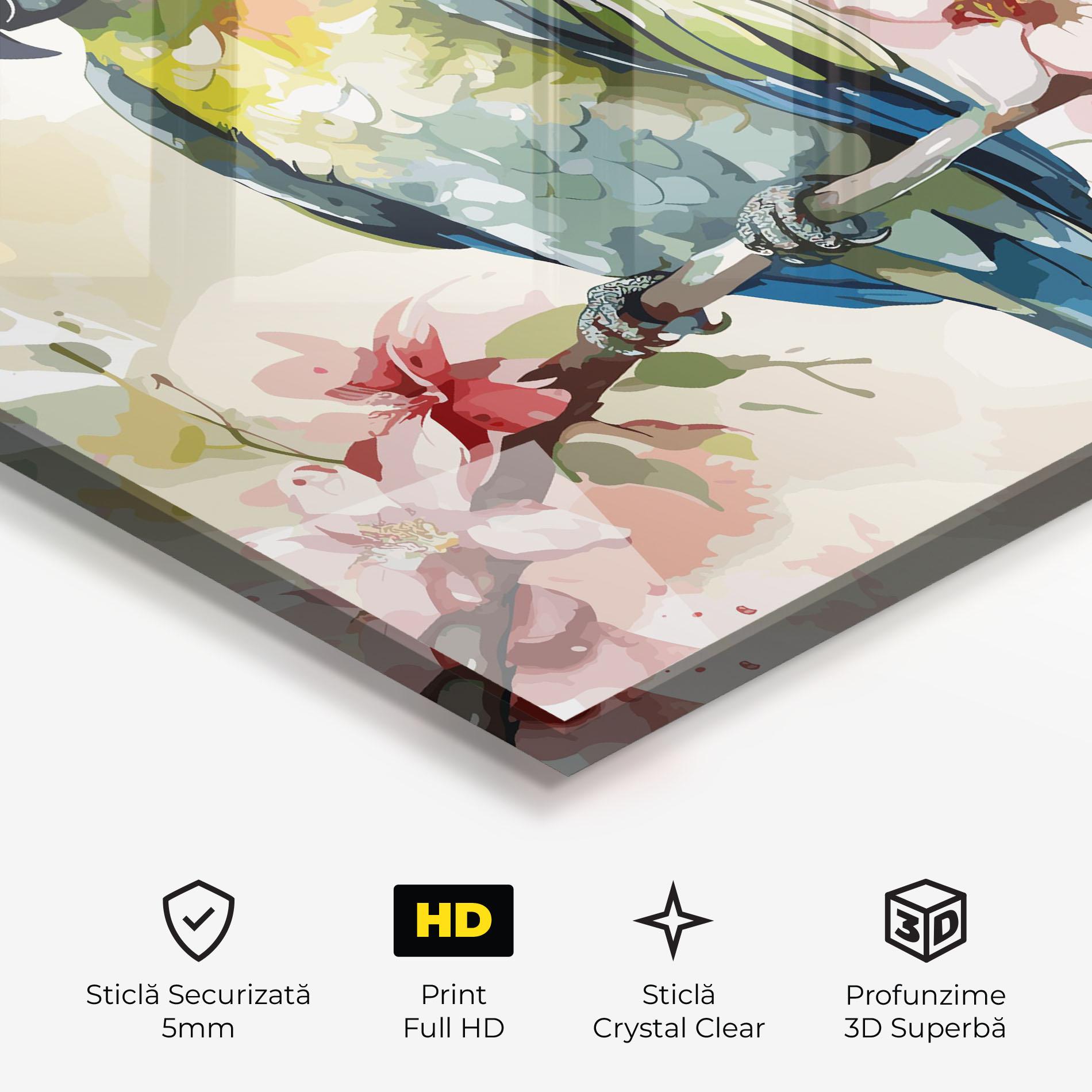 Tablou Sticla Beautiful Parrot mockup 3