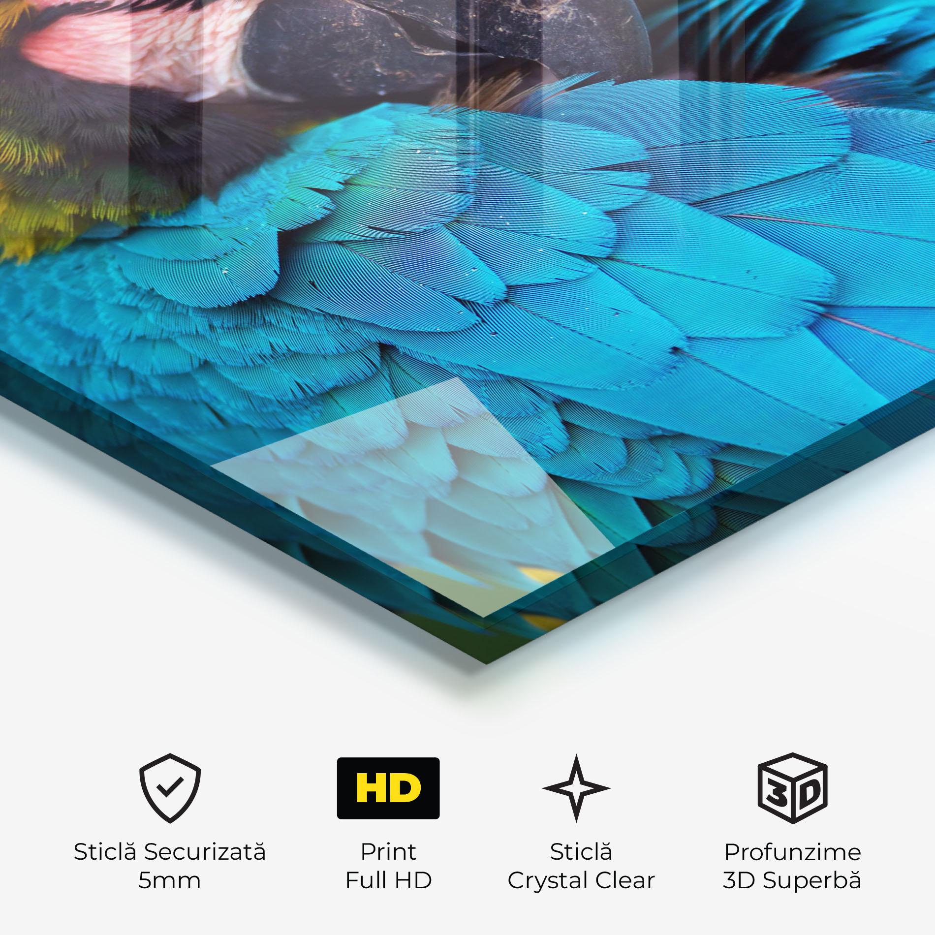 Tablou Sticla Blue Parrot mockup 3
