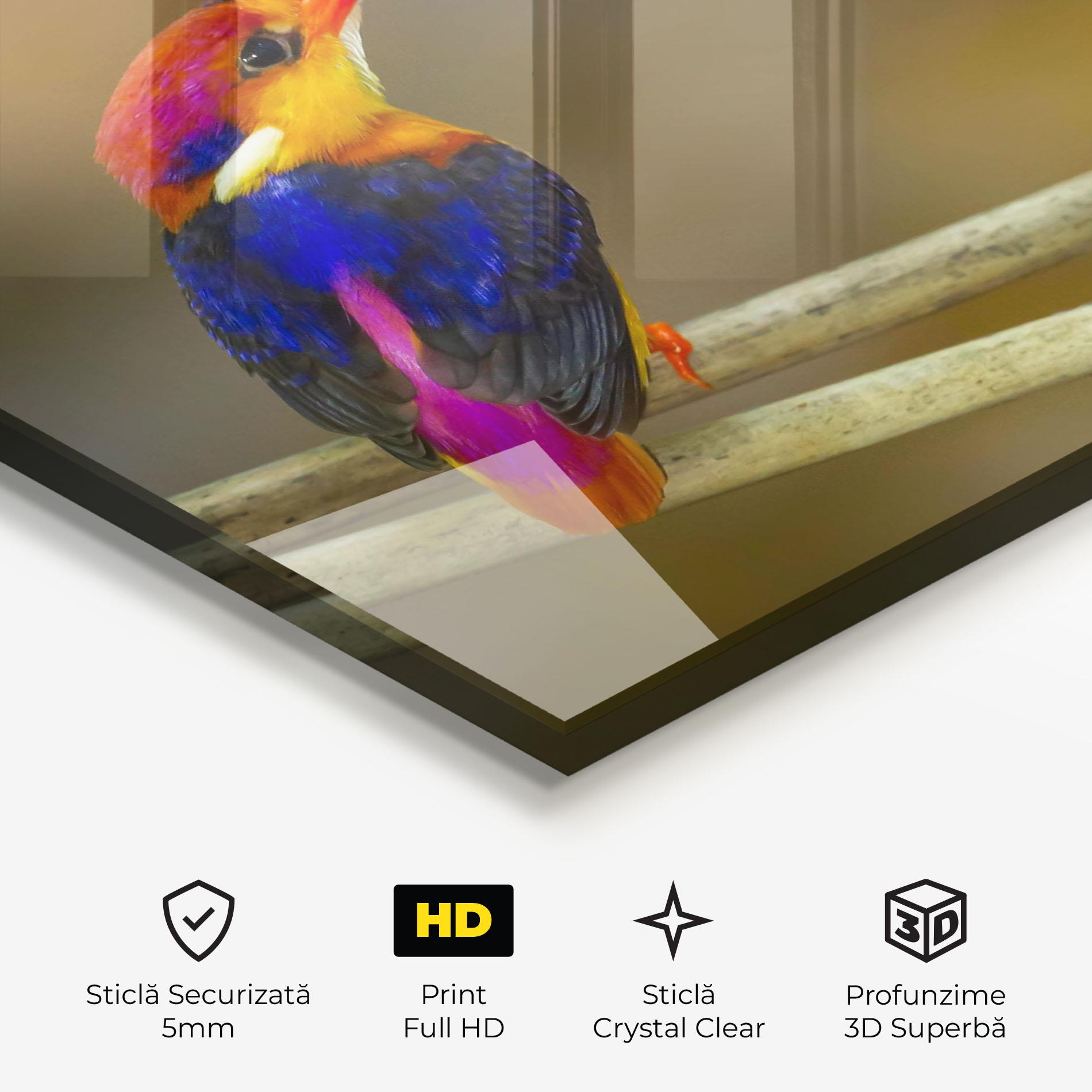 Tablou Sticla Colorful Bird mockup 3
