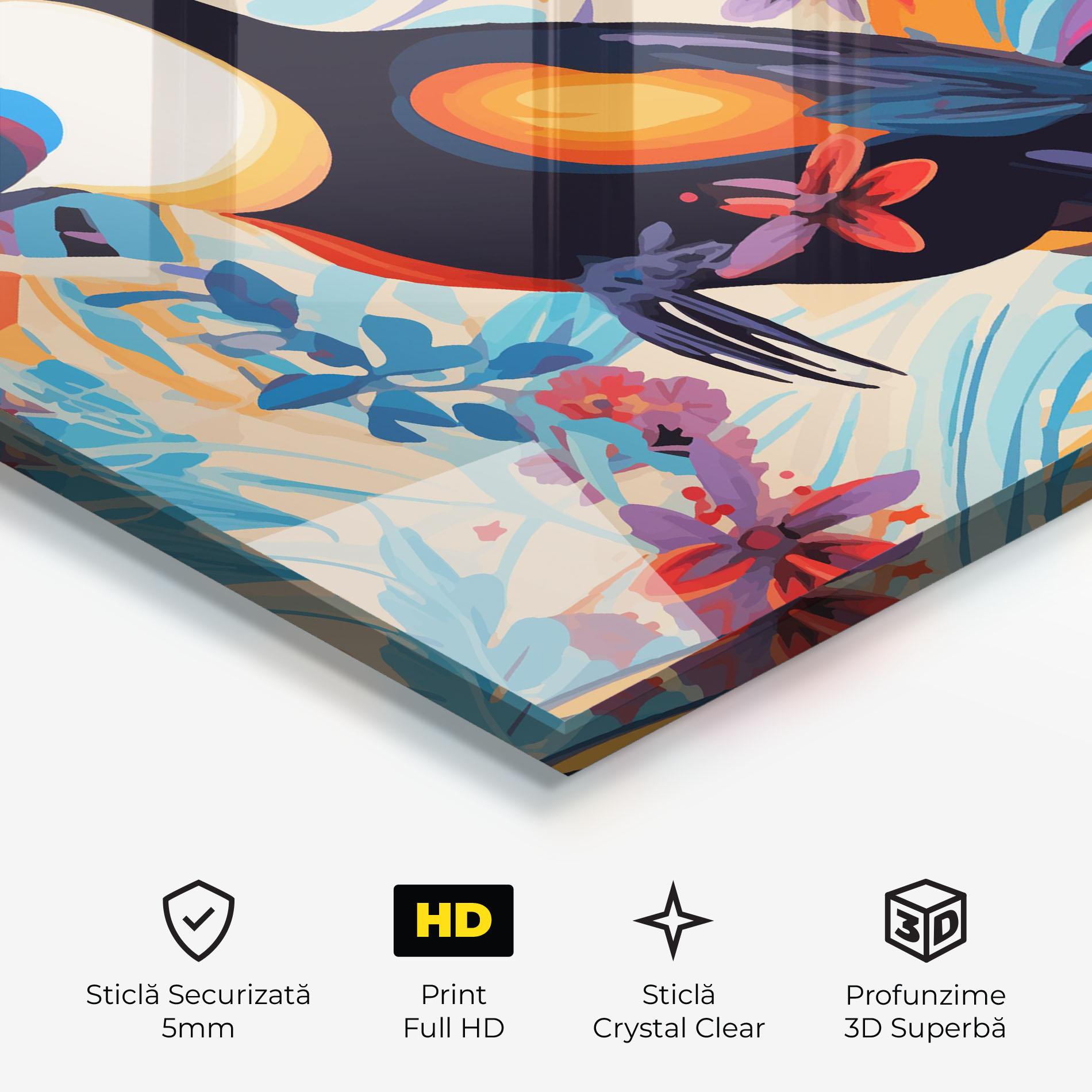 Tablou Sticla Colorful Toucan mockup 3