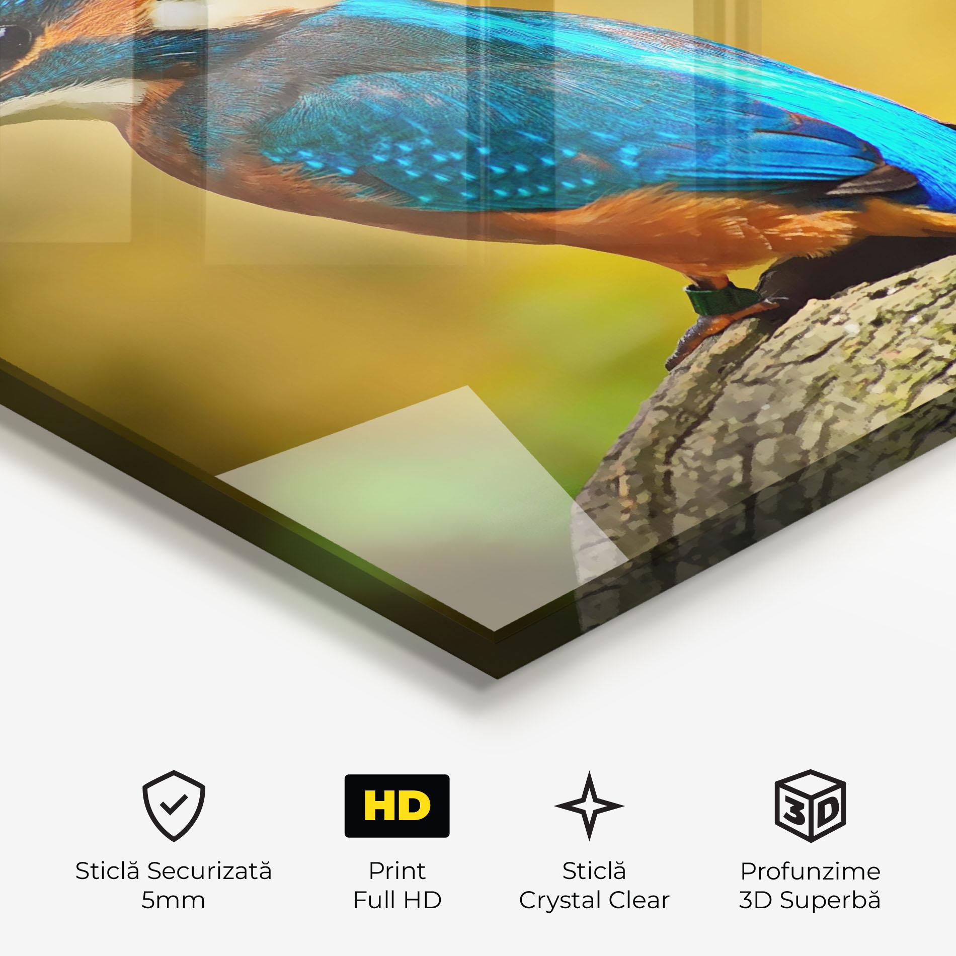 Tablou Sticla Cute Blue Bird mockup 3