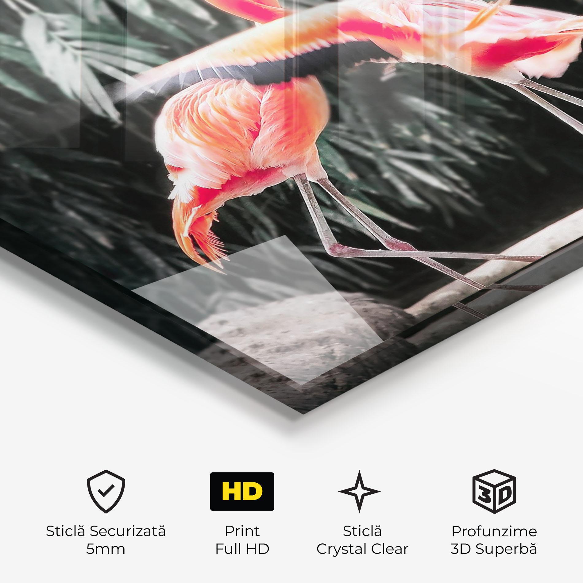Tablou Sticla Flamingo Love mockup 3