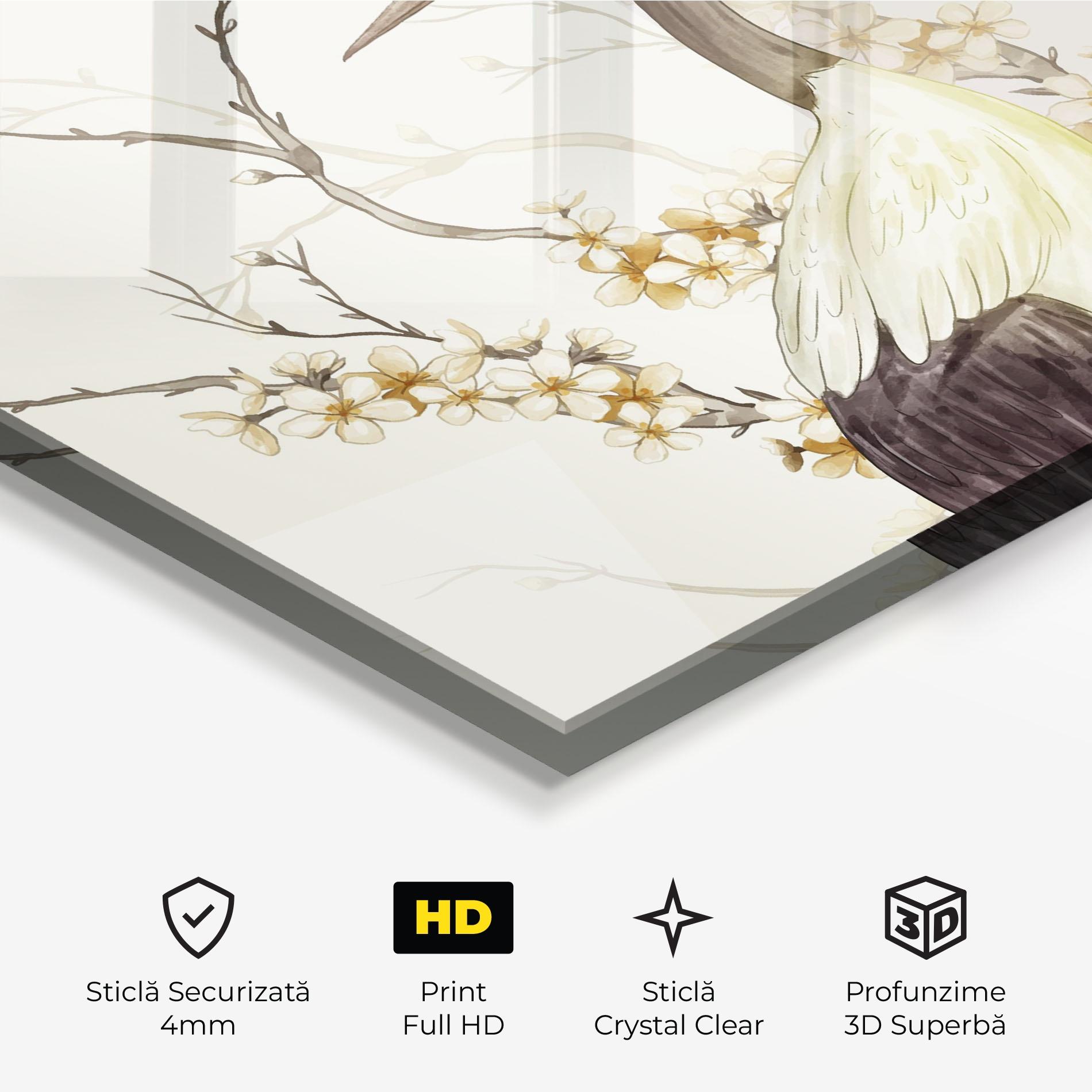 Tablou Sticla Asian Bird mockup 3