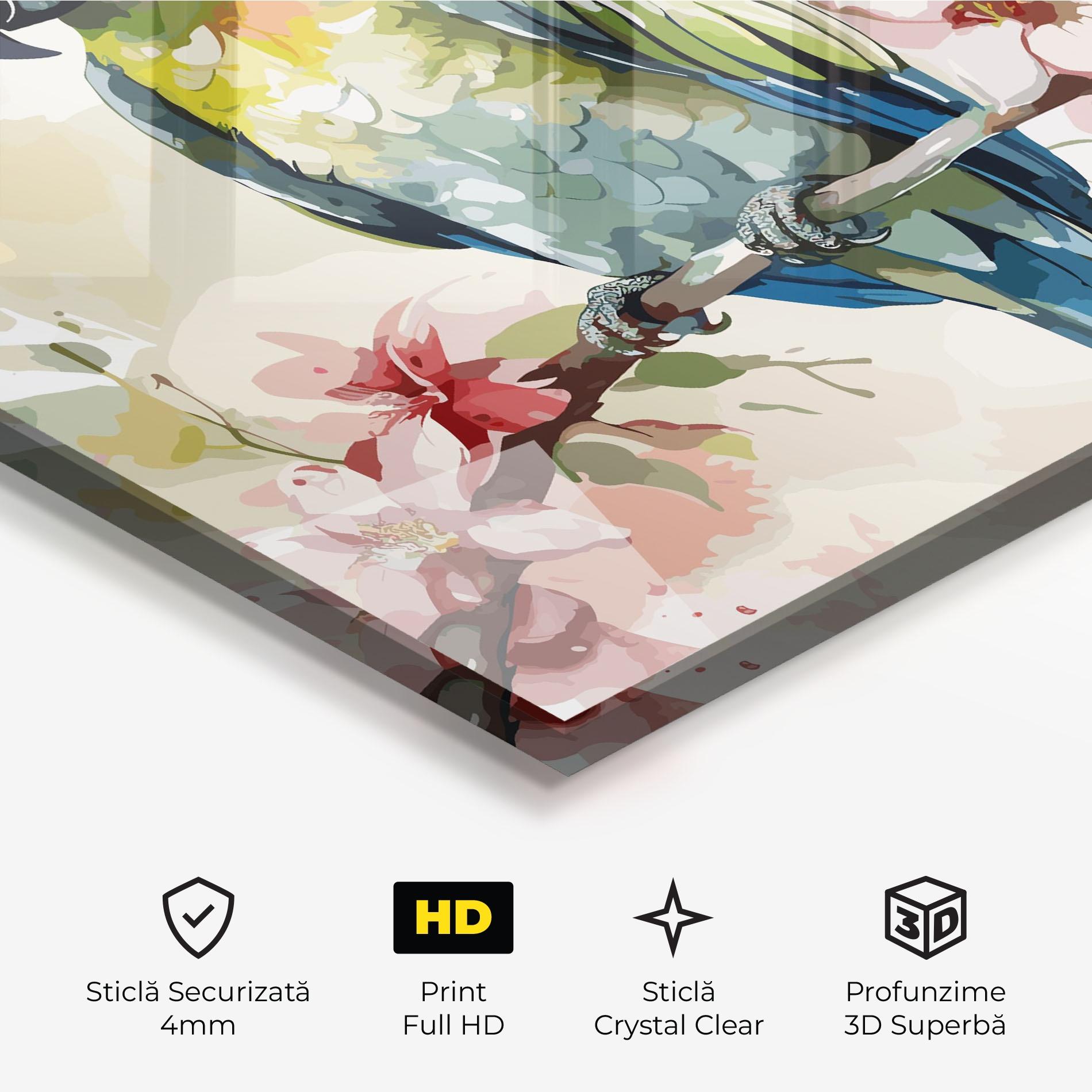Tablou Sticla Beautiful Parrot mockup 3