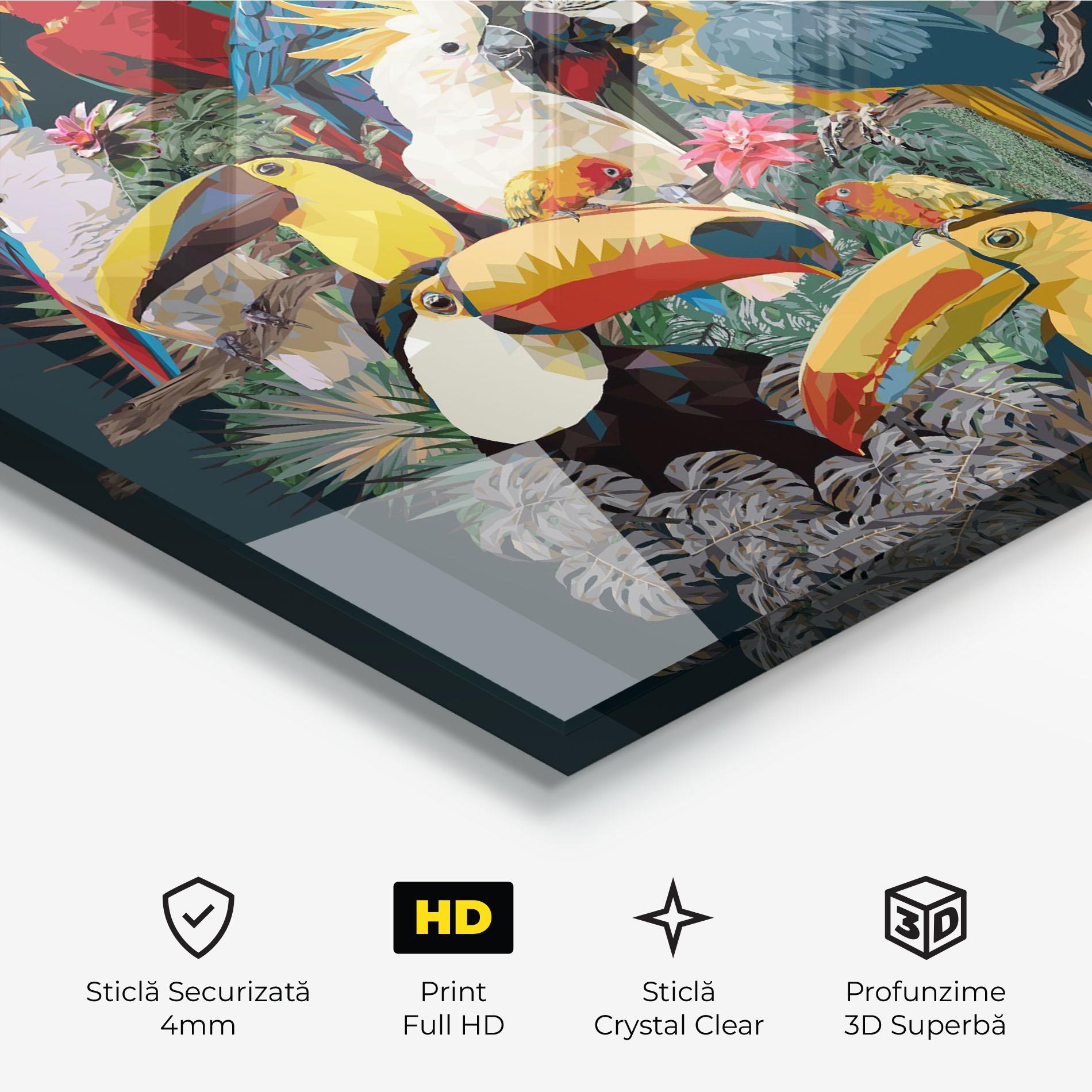 Tablou Sticla Birds And Plants mockup 3