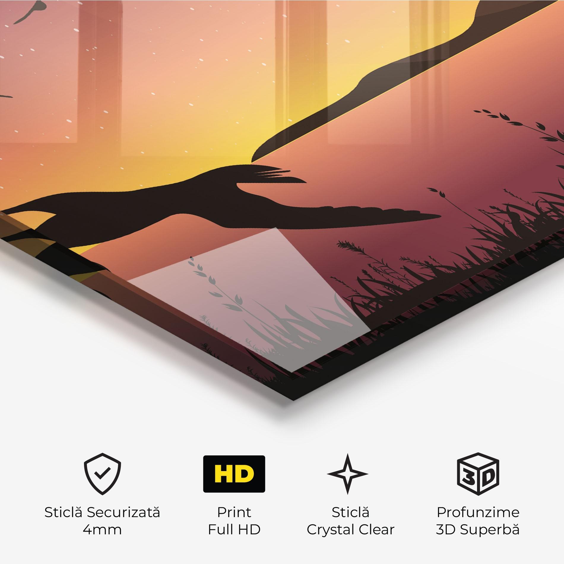 Tablou Sticla Birds Fishing mockup 3