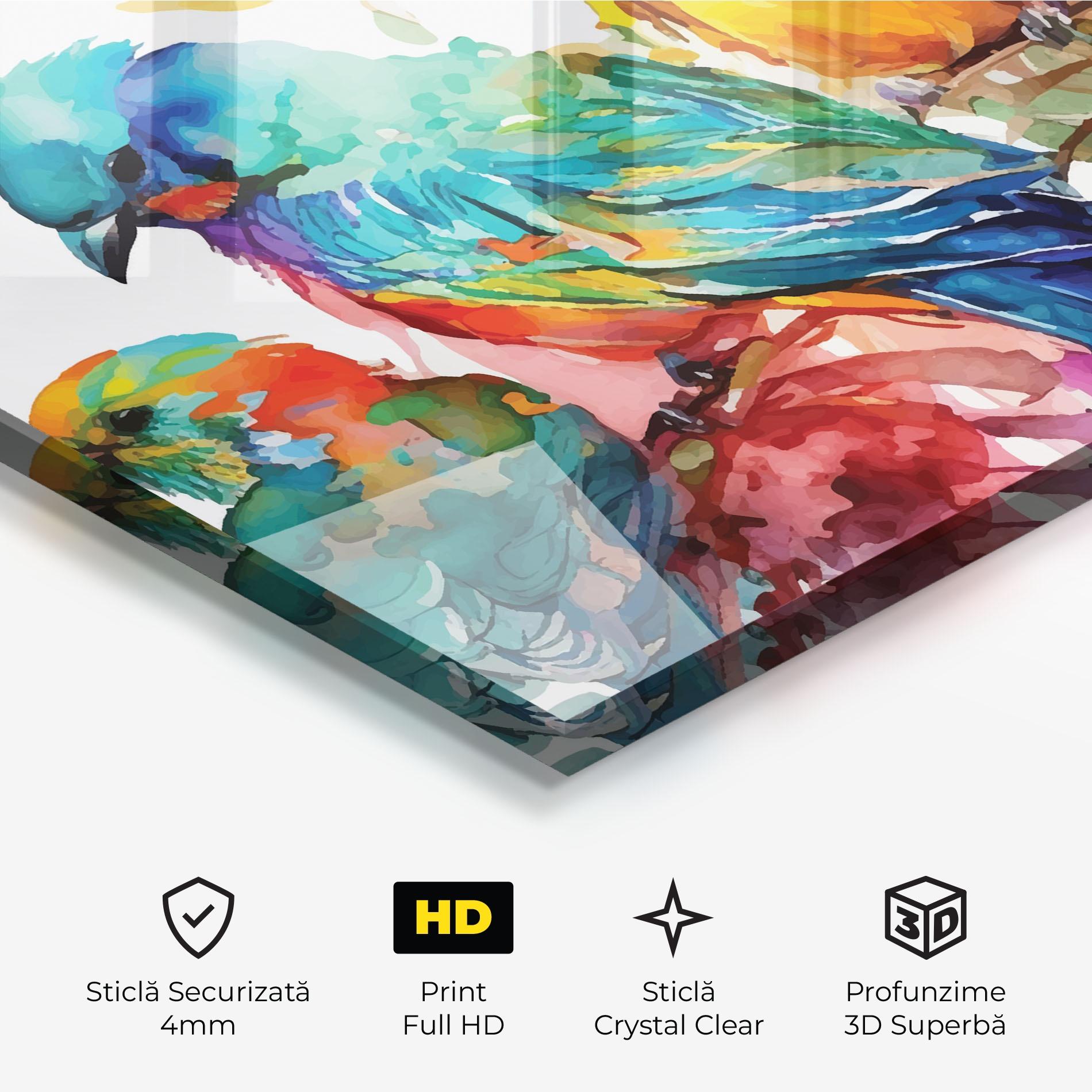 Tablou Sticla Colorful Birds mockup 3