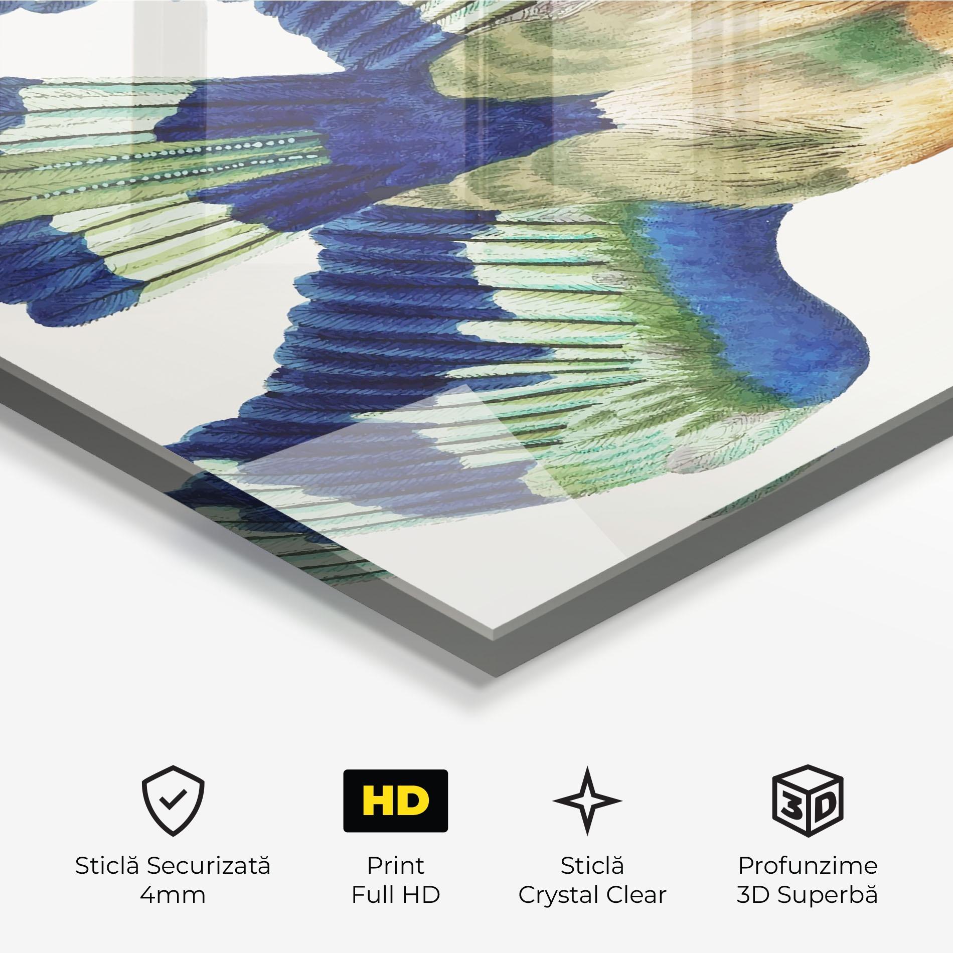 Tablou Sticla Green Blue Bird mockup 3