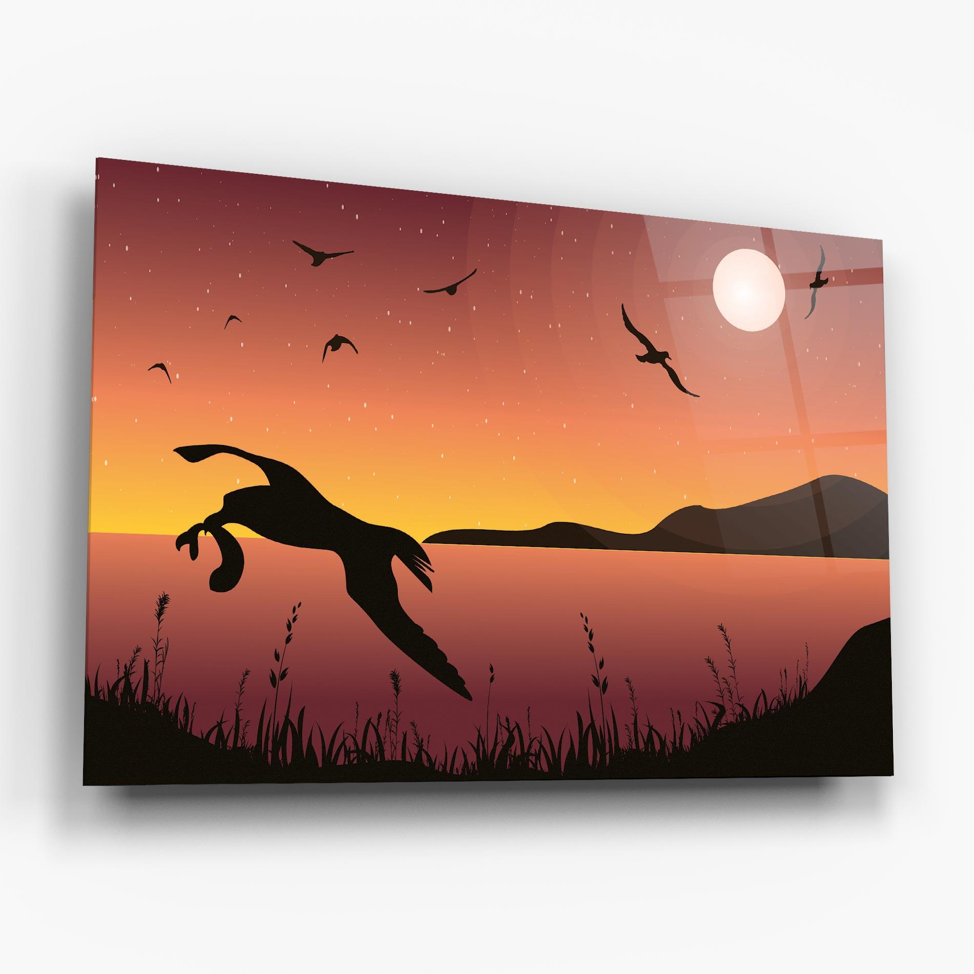 Tablou Sticla Birds Fishing mockup 6