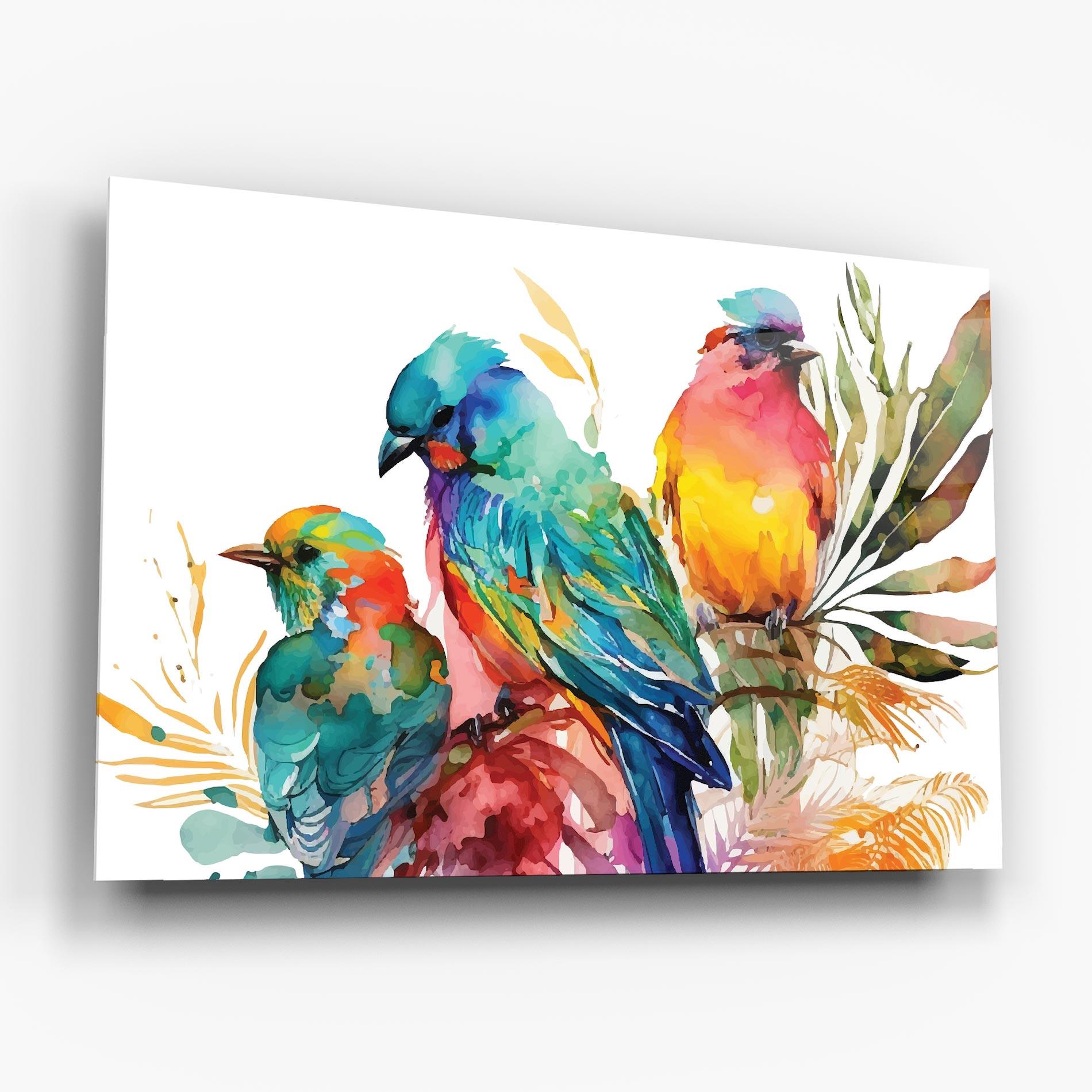 Tablou Sticla Colorful Birds mockup 6