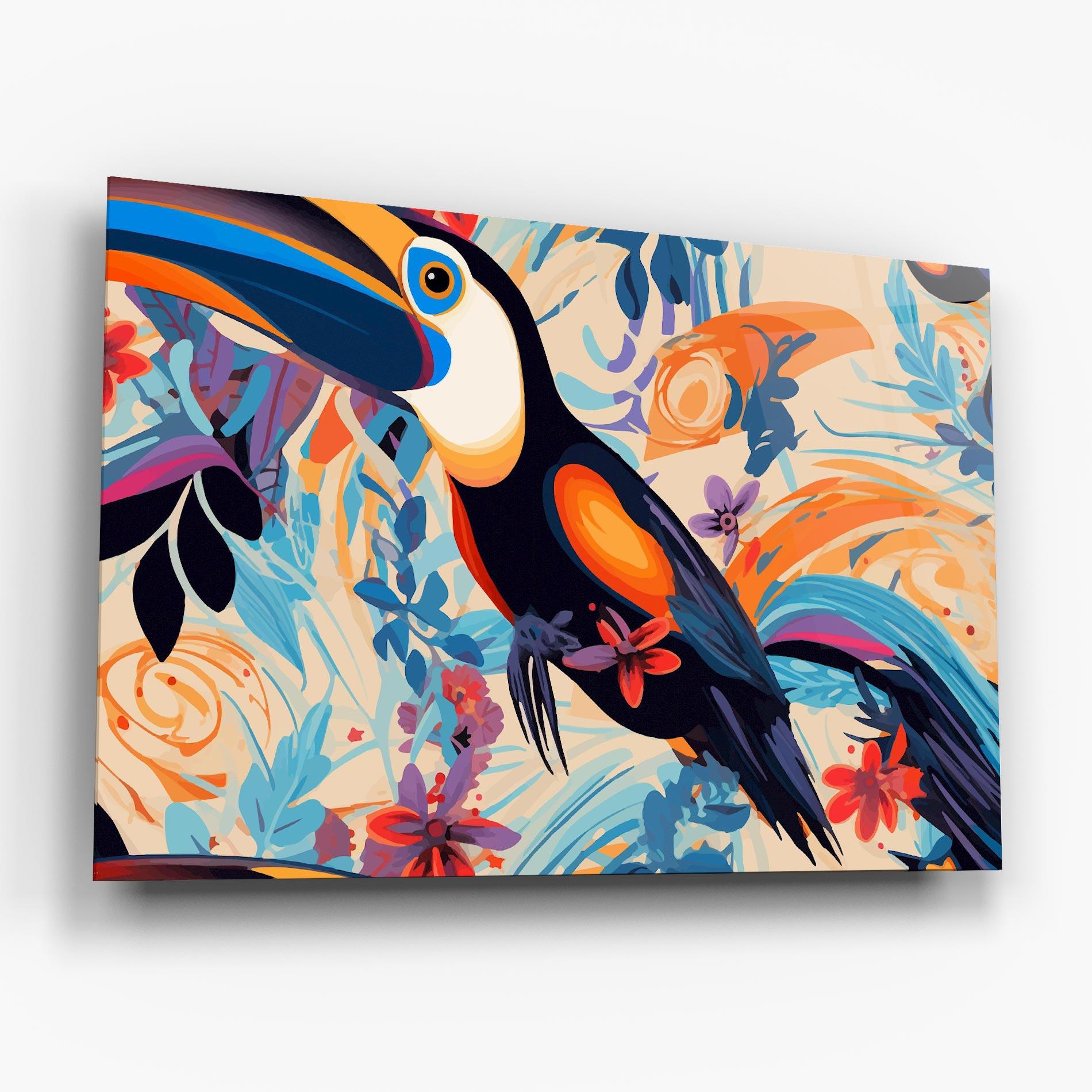Tablou Sticla Colorful Toucan mockup 6